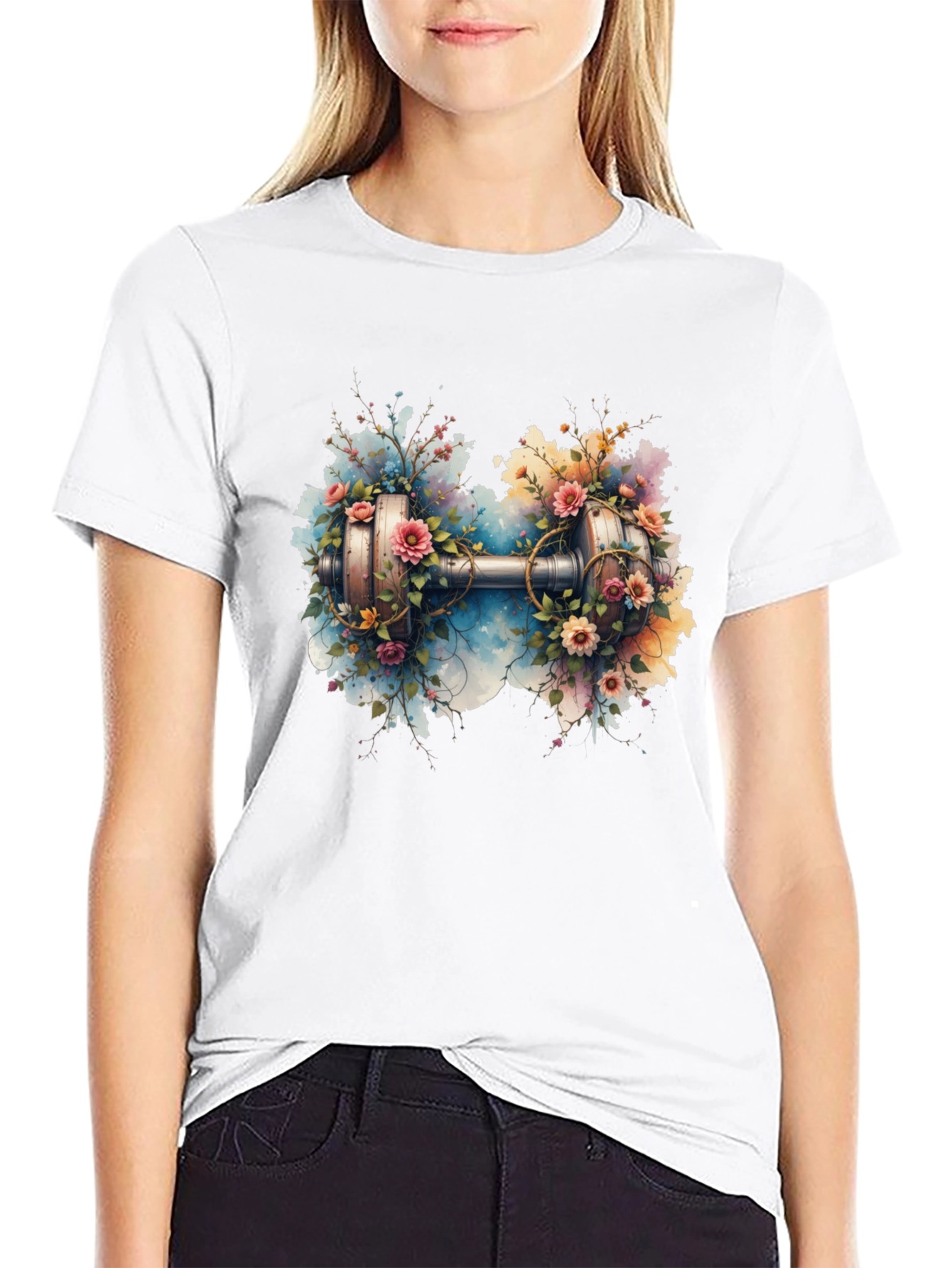 Floral Dumbbell Graphic Tee