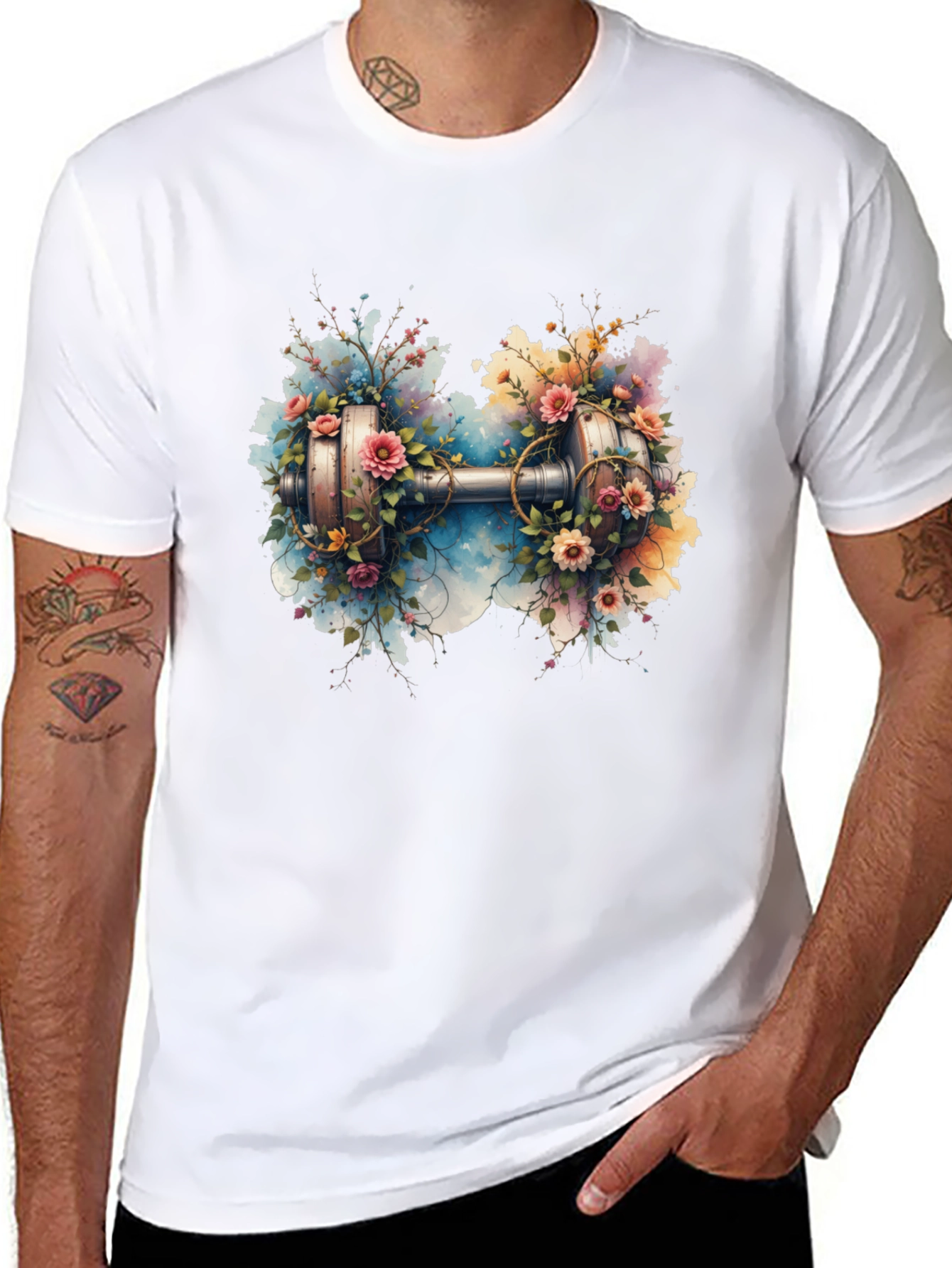 Floral Dumbbell Graphic Tee