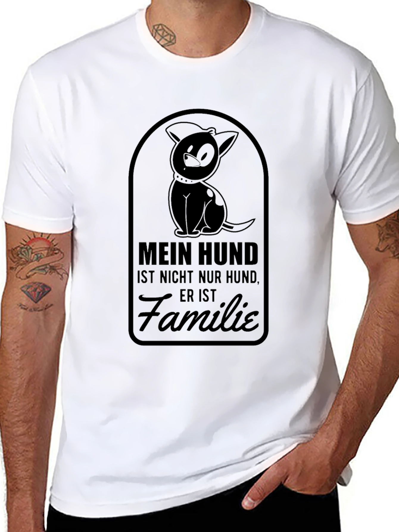 Mein Hund Ist Familie Graphic Tee - Black