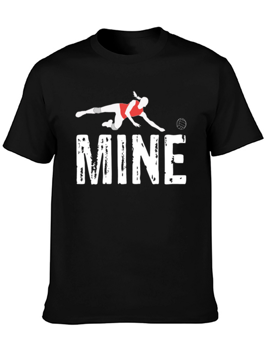 MINE Volleyball Graphic Tee - Black Cotton Shirt