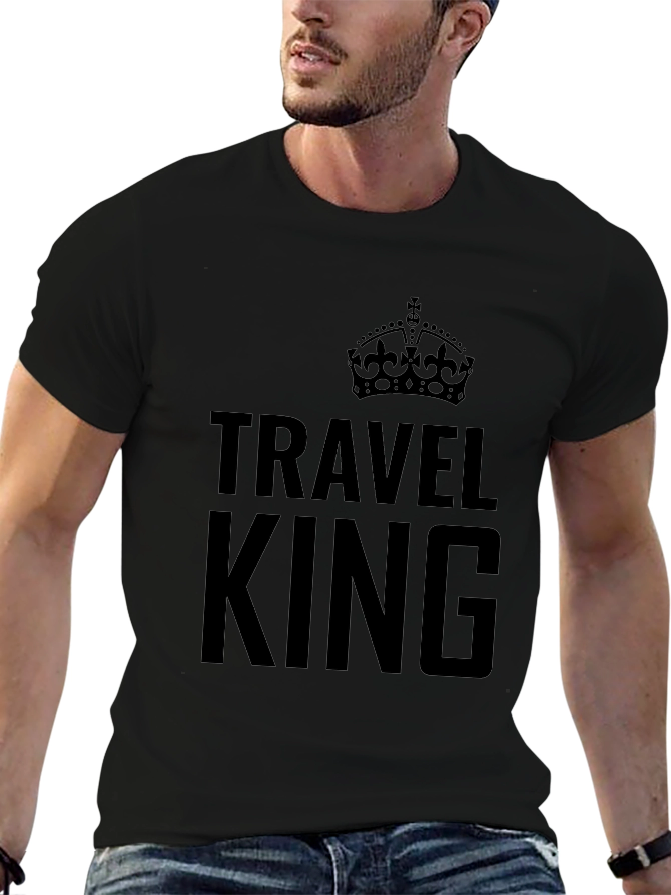 Travel King Black Graphic Tee