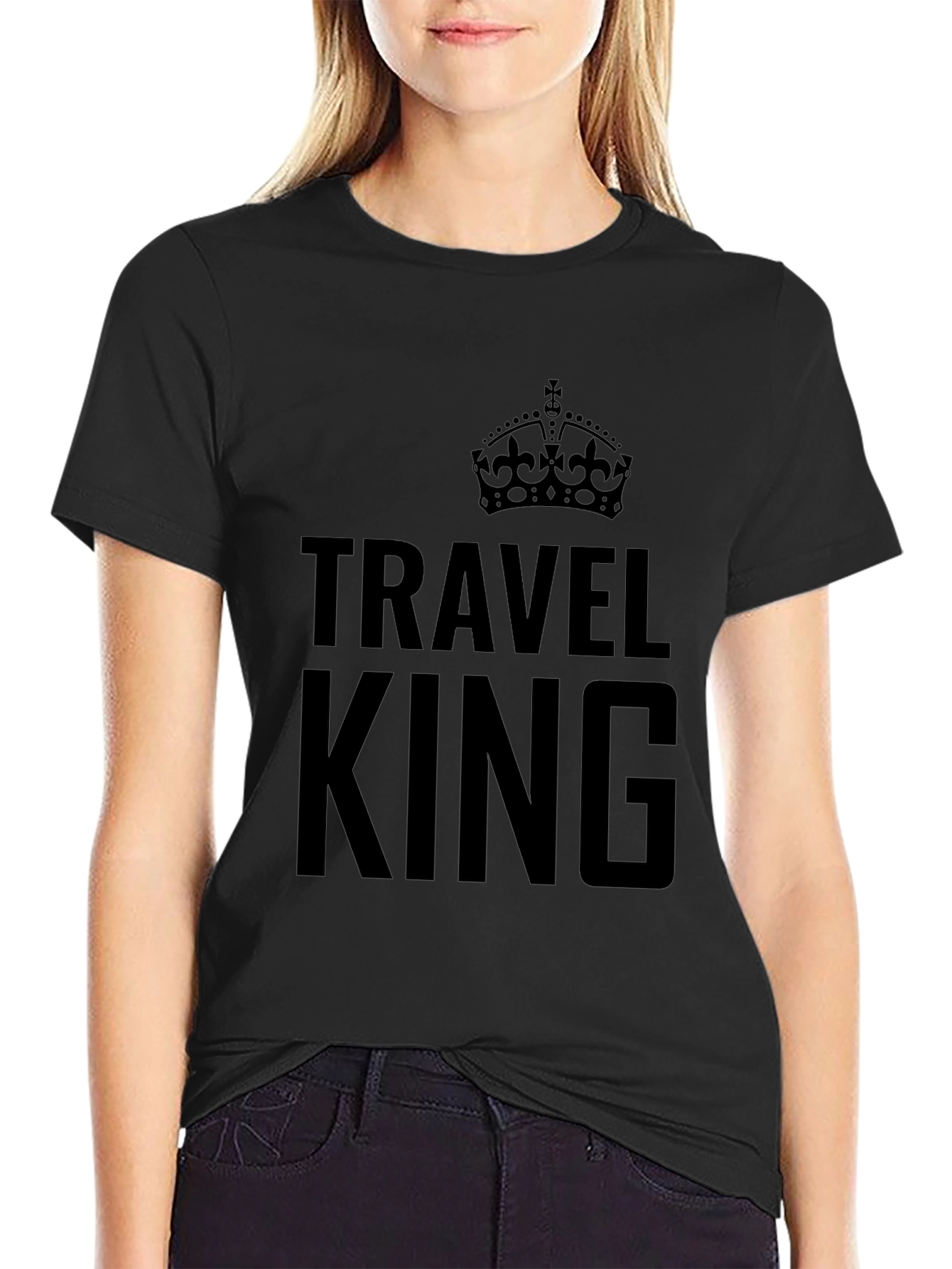 Travel King Black Graphic Tee
