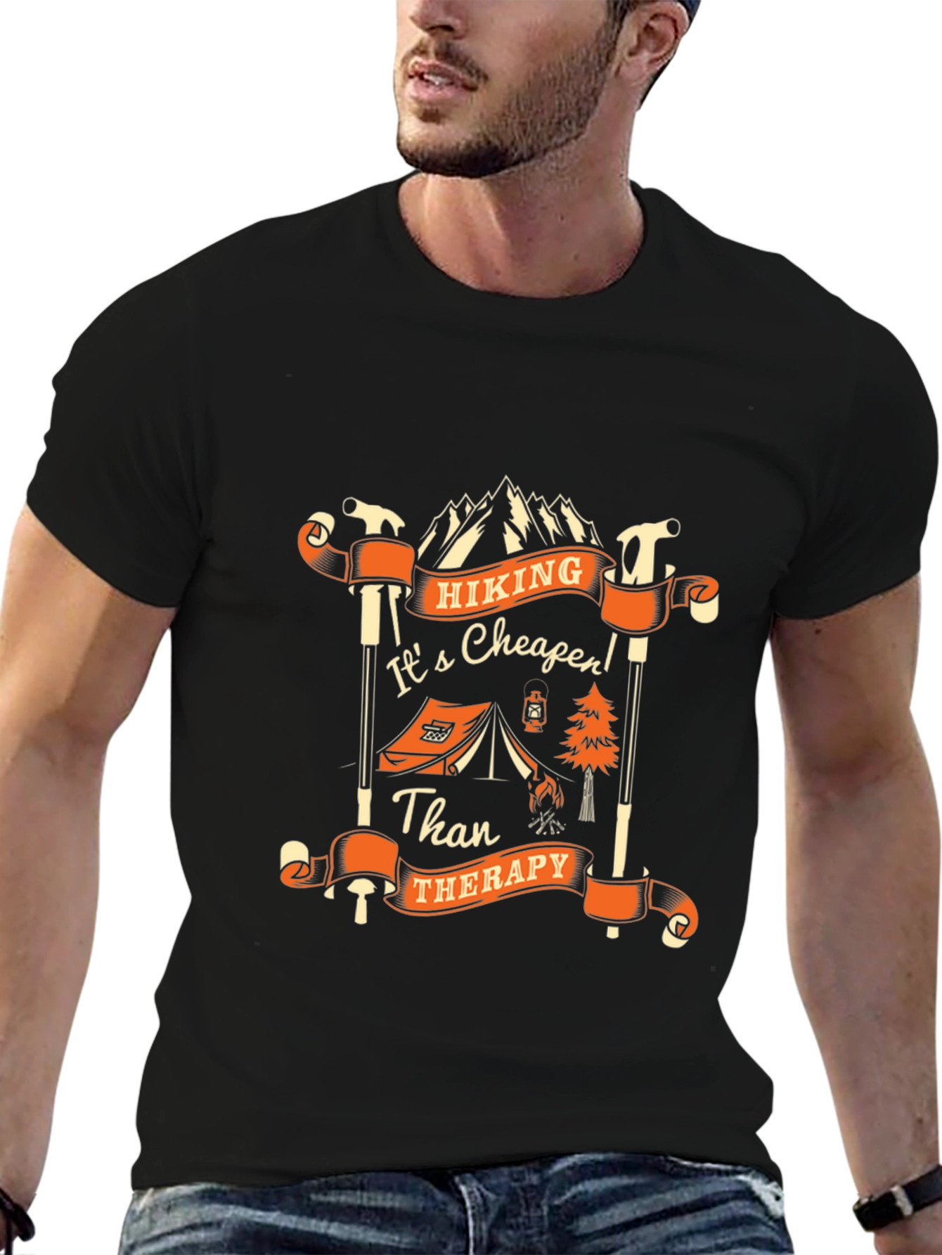 Hiking Cheaper Than Therapy Graphic T-Shirt