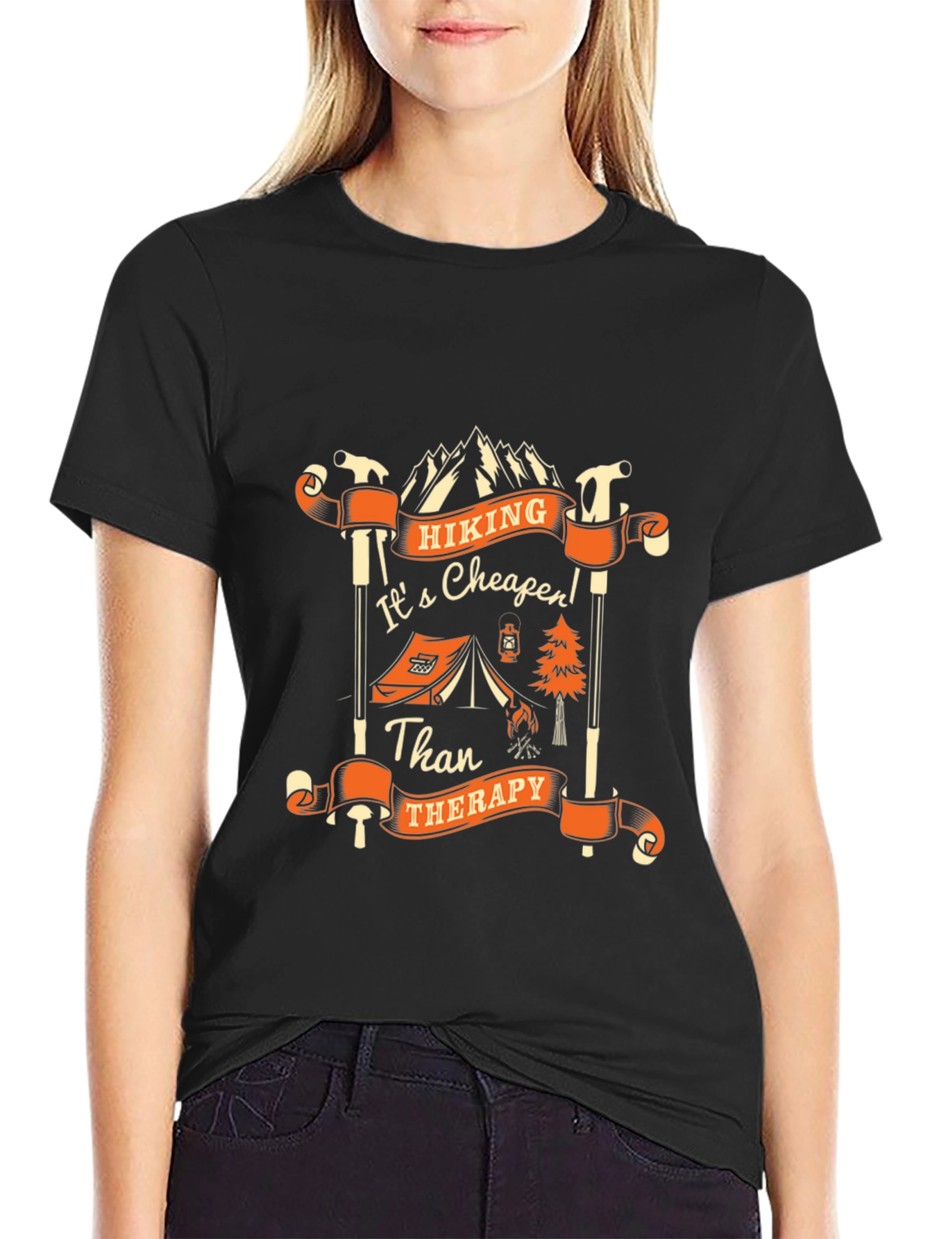 Hiking Cheaper Than Therapy Graphic T-Shirt