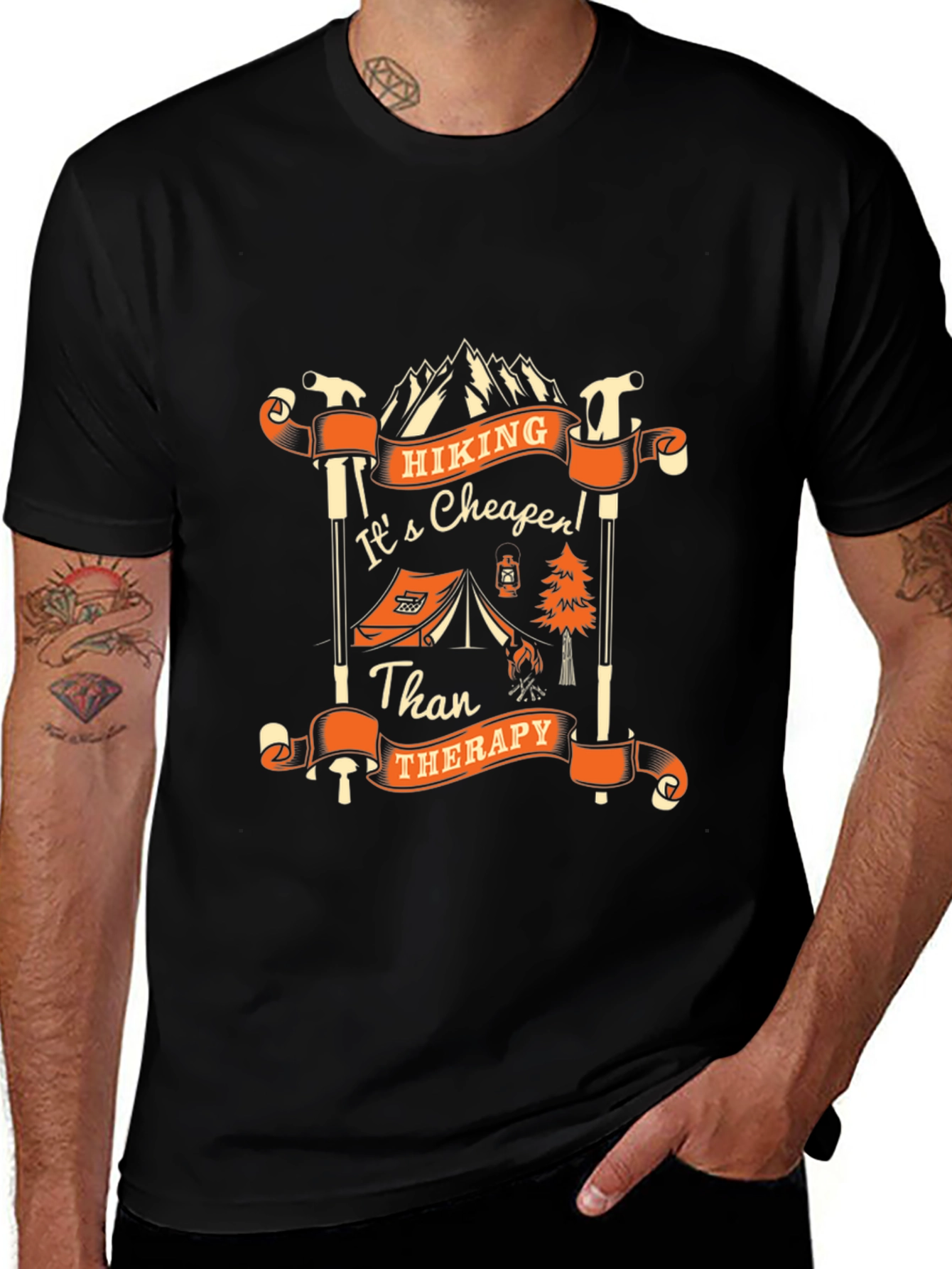 Hiking Cheaper Than Therapy Graphic T-Shirt