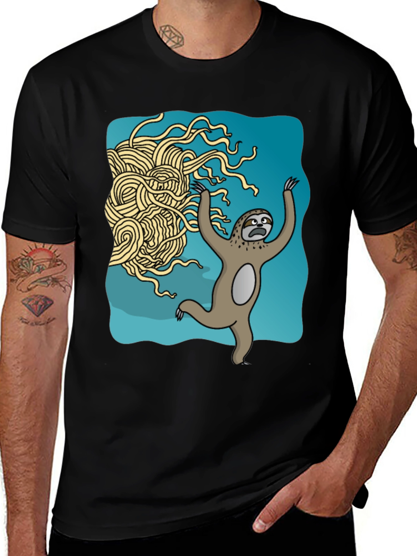Sloth vs. Flying Spaghetti Monster T-Shirt