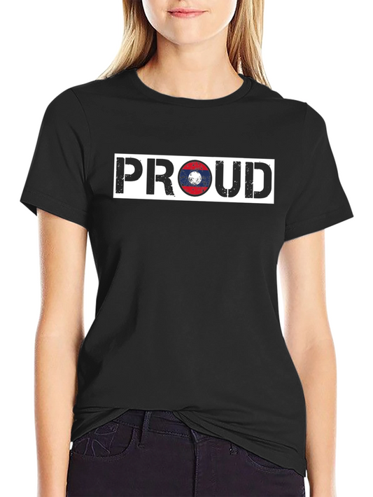 Proud Laos Flag T-Shirt - Black