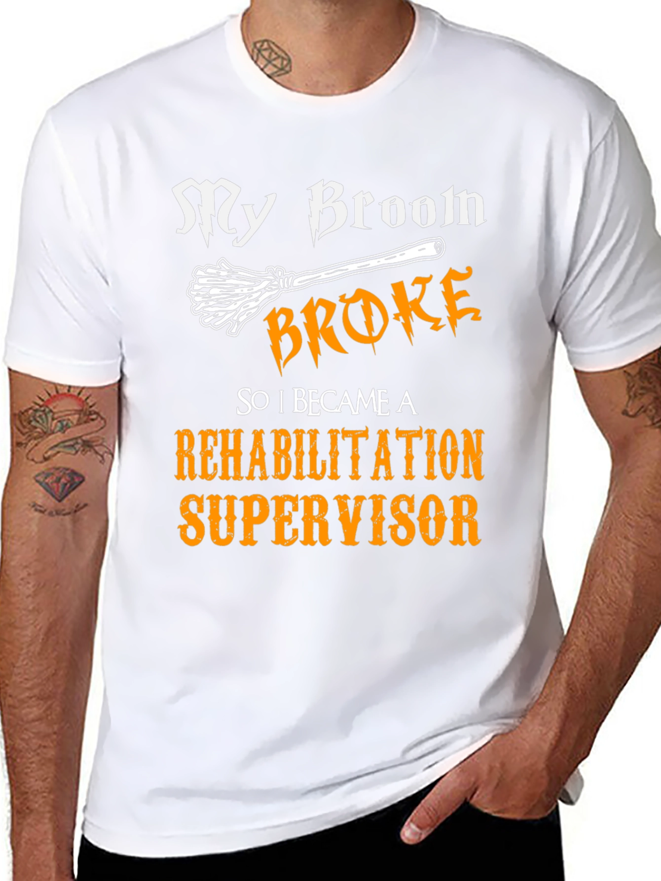 Rehabilitation Supervisor T-Shirt - Funny Halloween Broom Tee