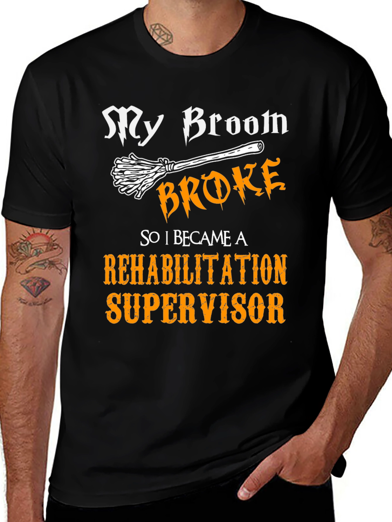Rehabilitation Supervisor T-Shirt - Funny Halloween Broom Tee