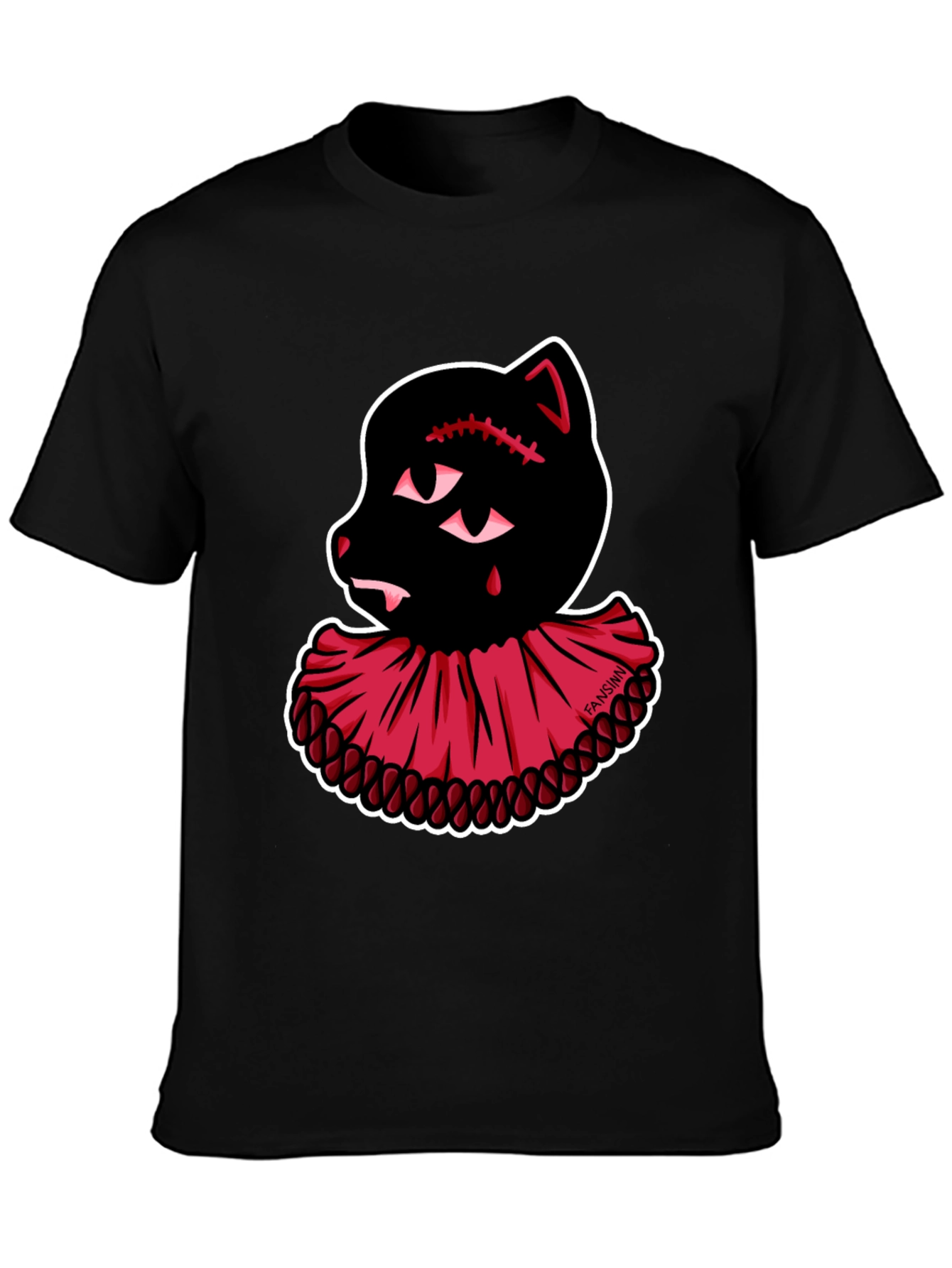 Creepy Cute Clown Cat Graphic Tee - Black