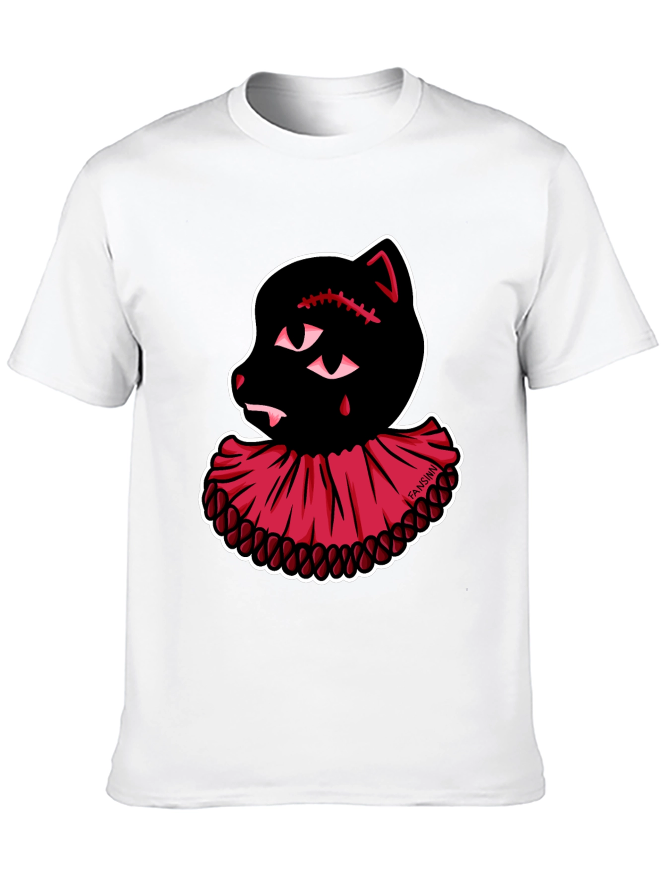 Creepy Cute Clown Cat Graphic Tee - Black