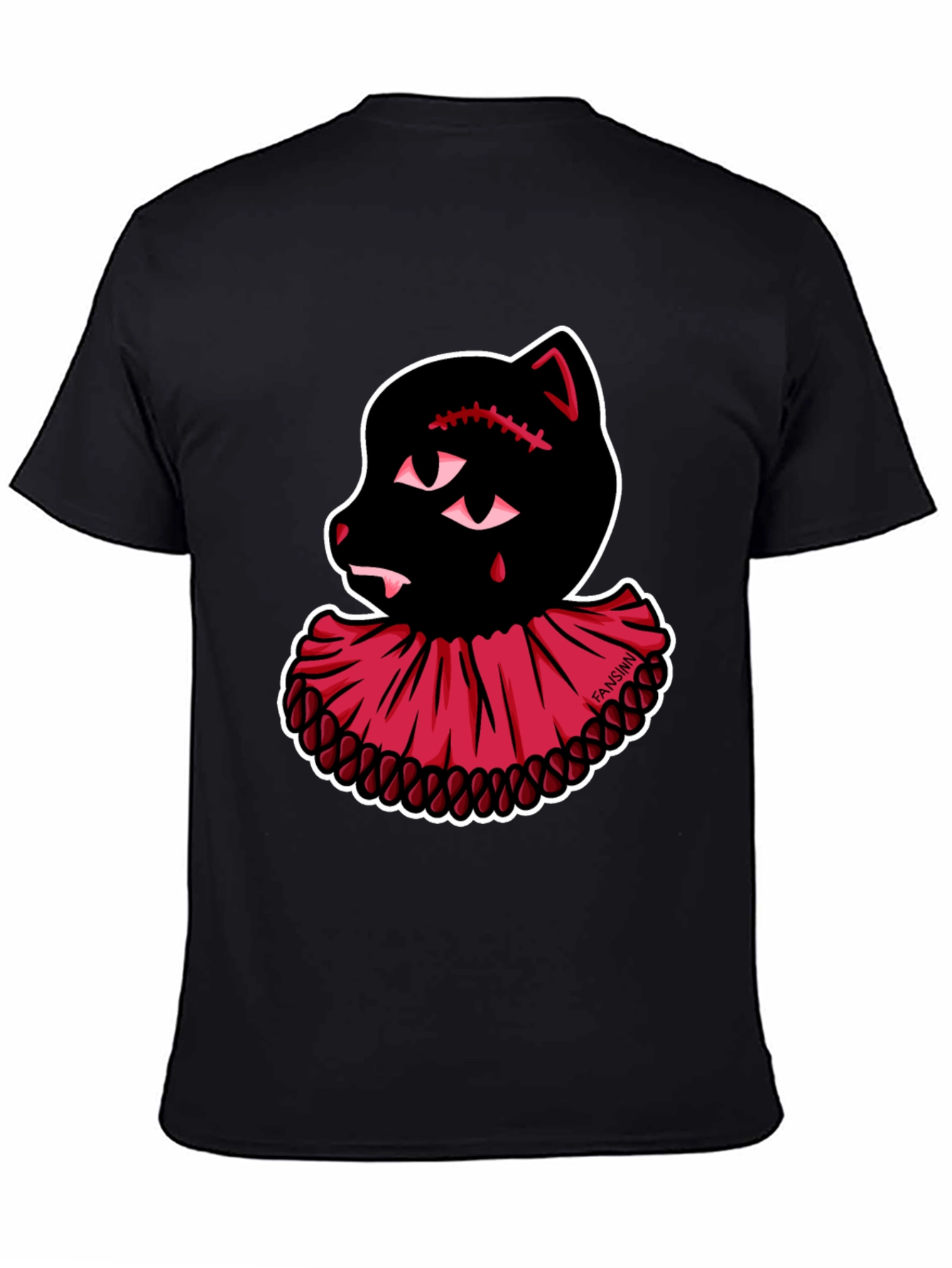 Creepy Cute Clown Cat Graphic Tee - Black