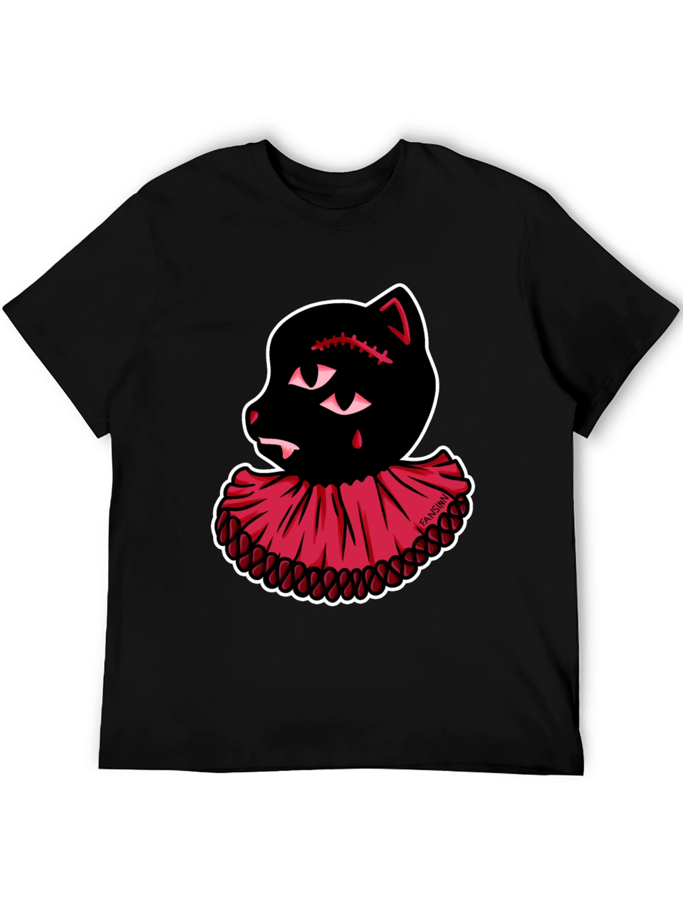 Creepy Cute Clown Cat Graphic Tee - Black