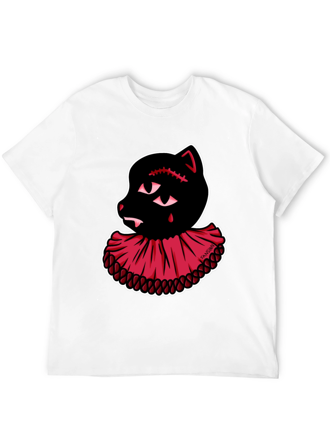 Creepy Cute Clown Cat Graphic Tee - Black