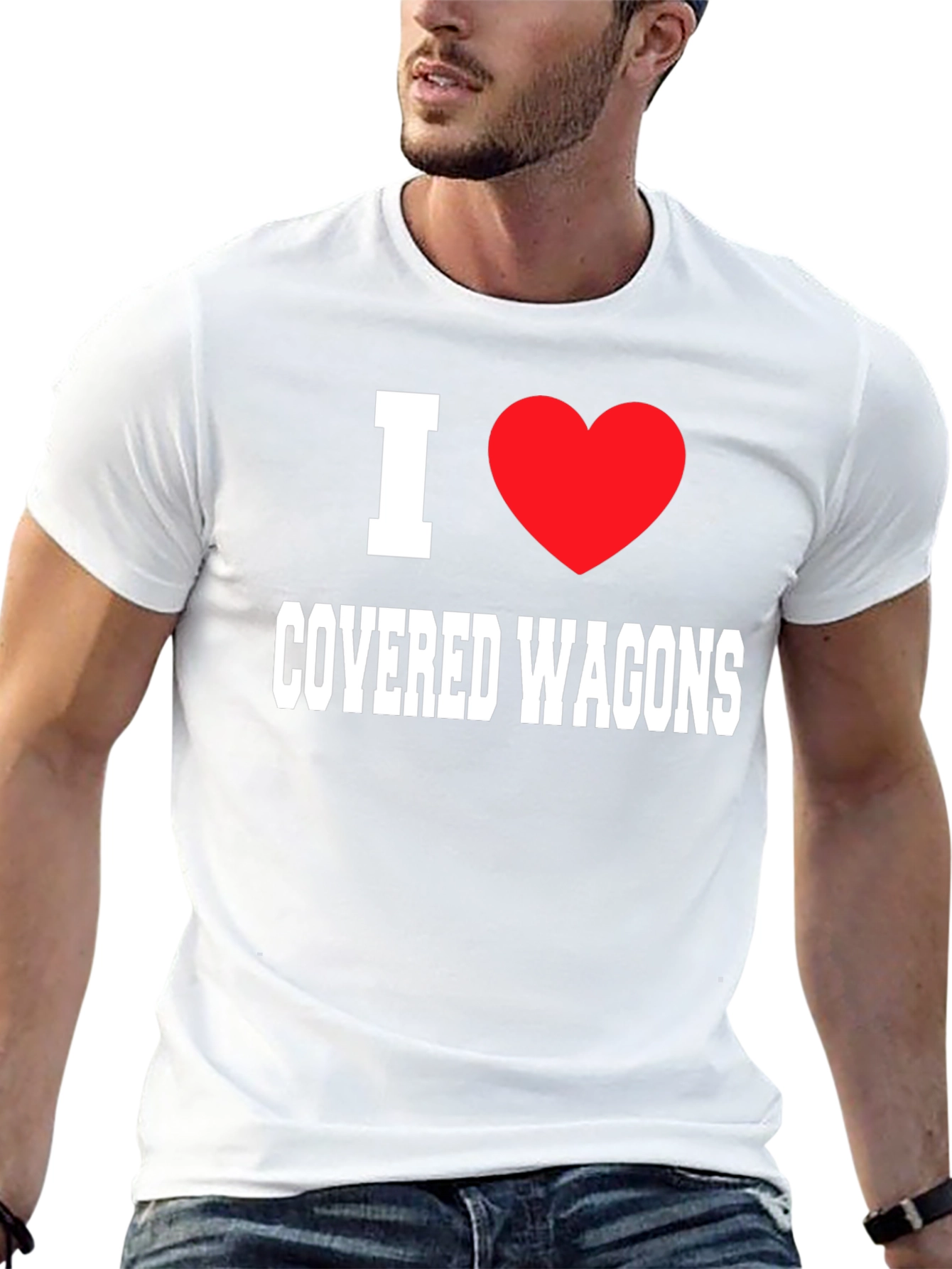 I Heart Covered Wagons Black T-Shirt