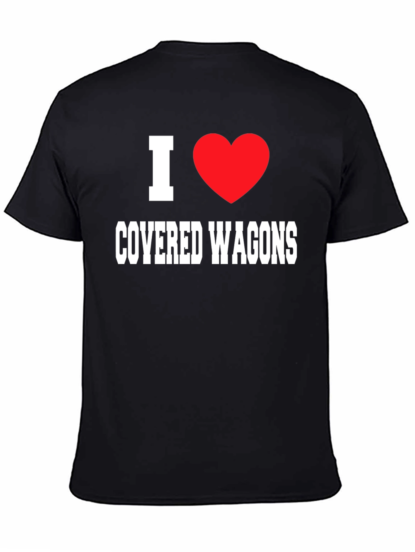 I Heart Covered Wagons Black T-Shirt