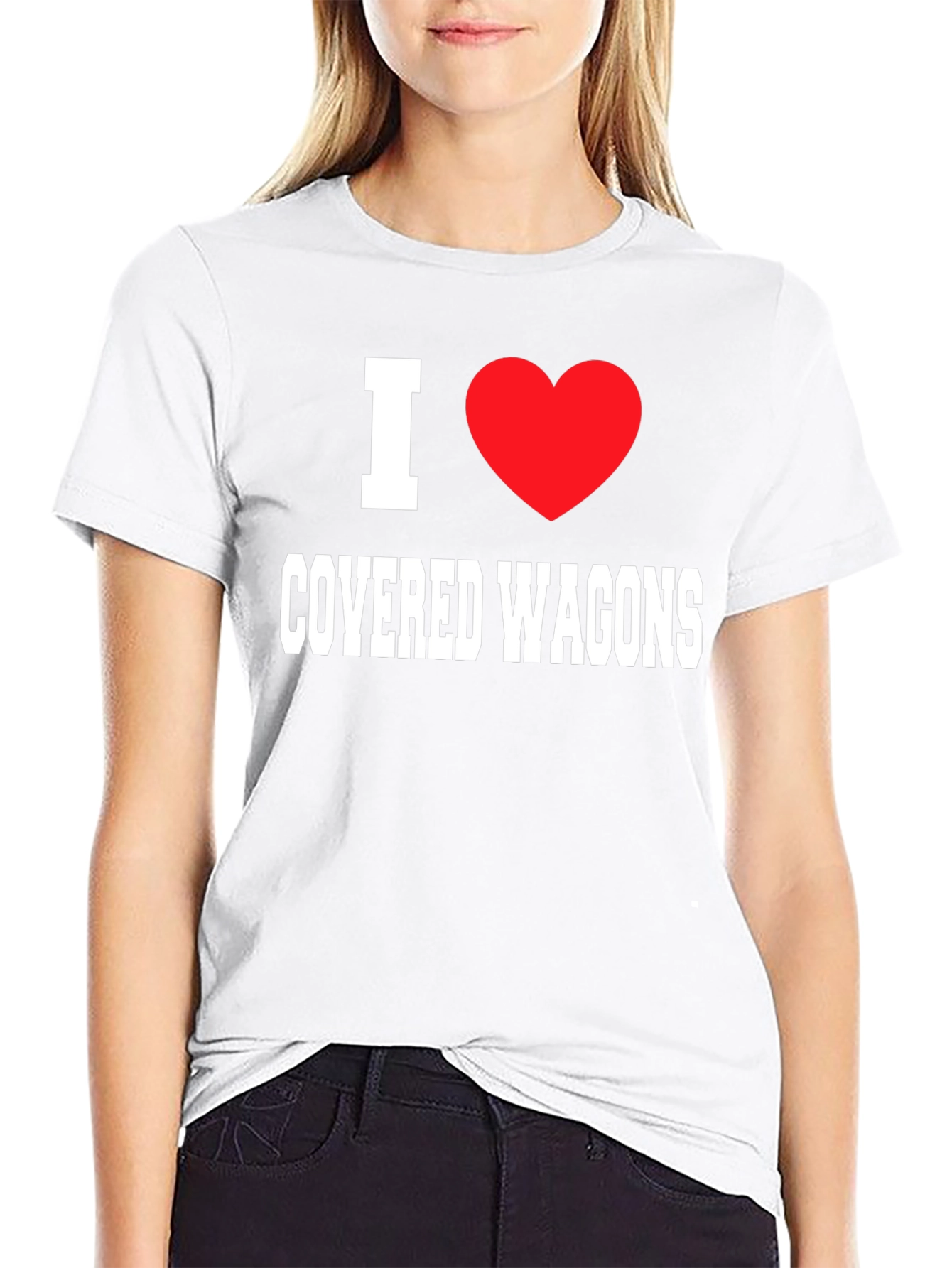 I Heart Covered Wagons Black T-Shirt