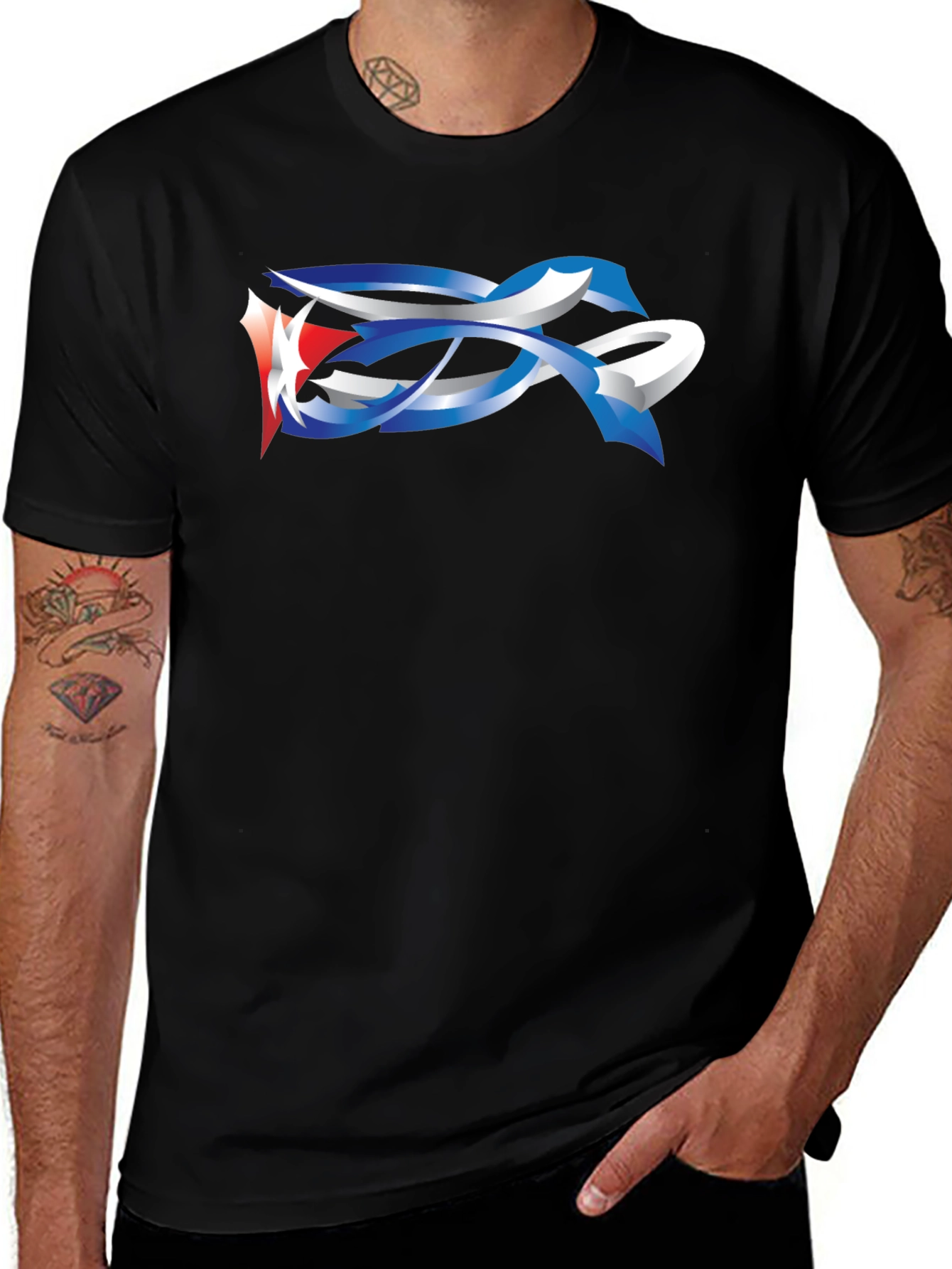 Abstract Graphic Tee - Mens Black T-Shirt