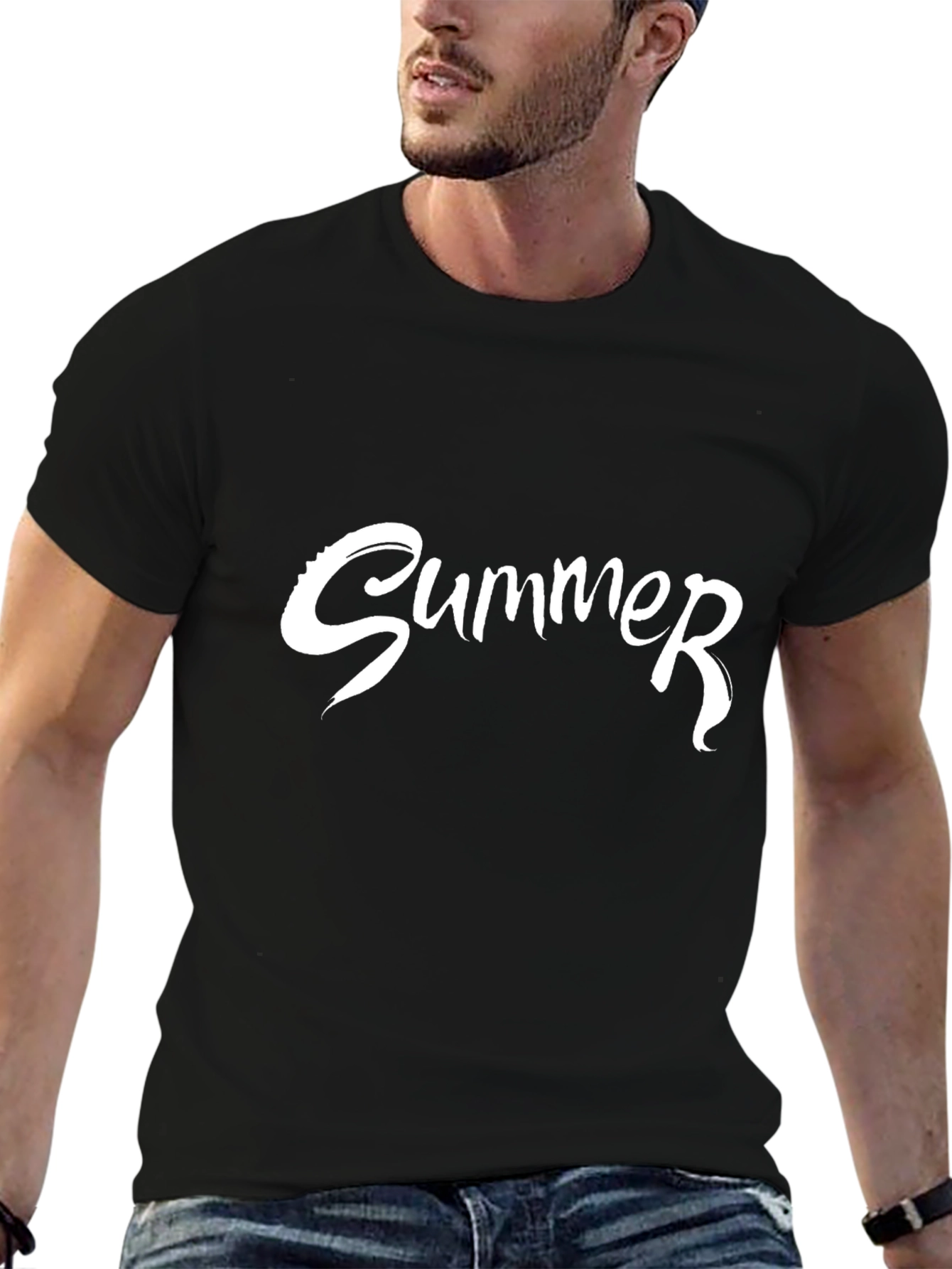 Summer Graphic Print Black T-Shirt