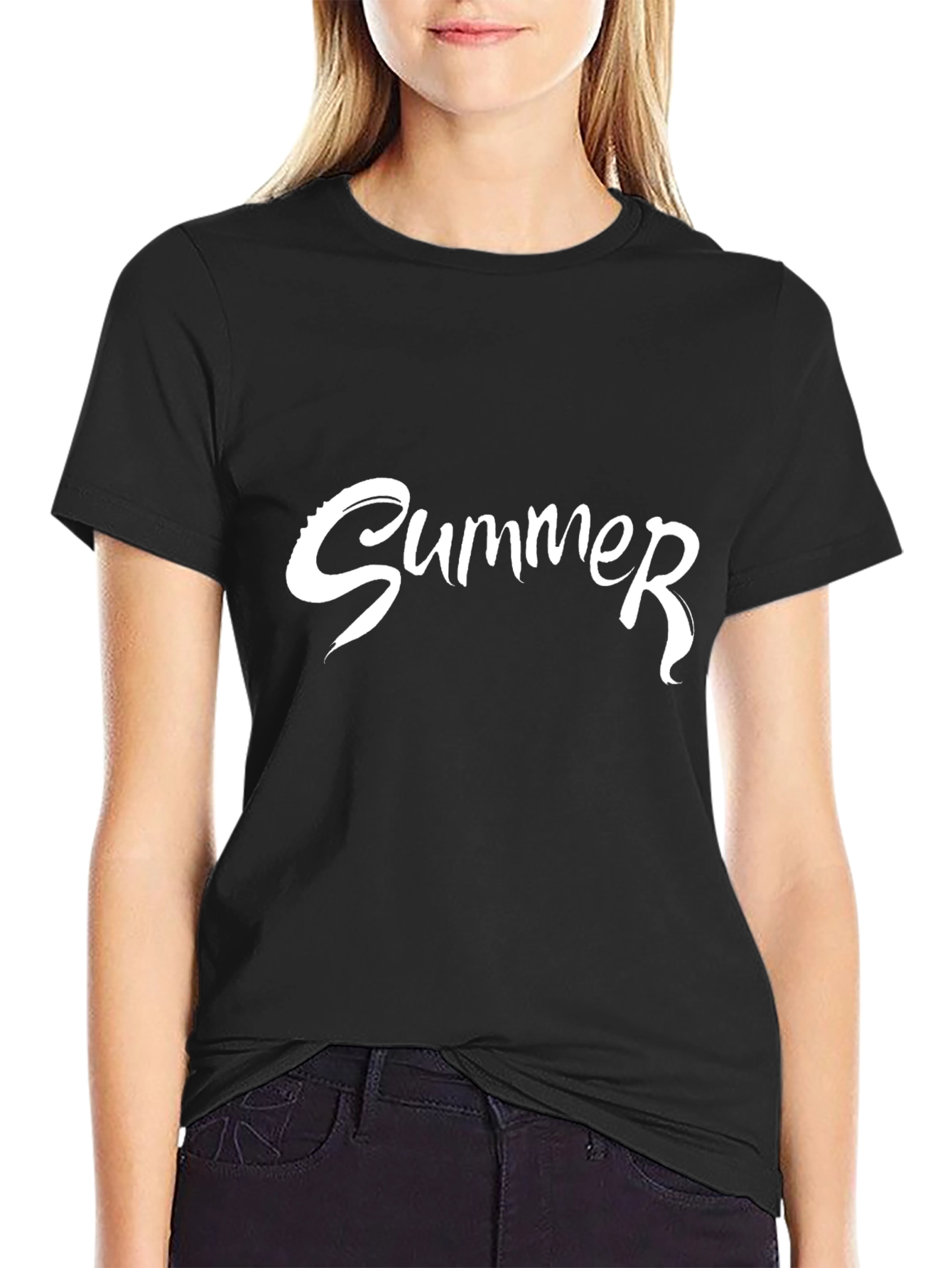 Summer Graphic Print Black T-Shirt