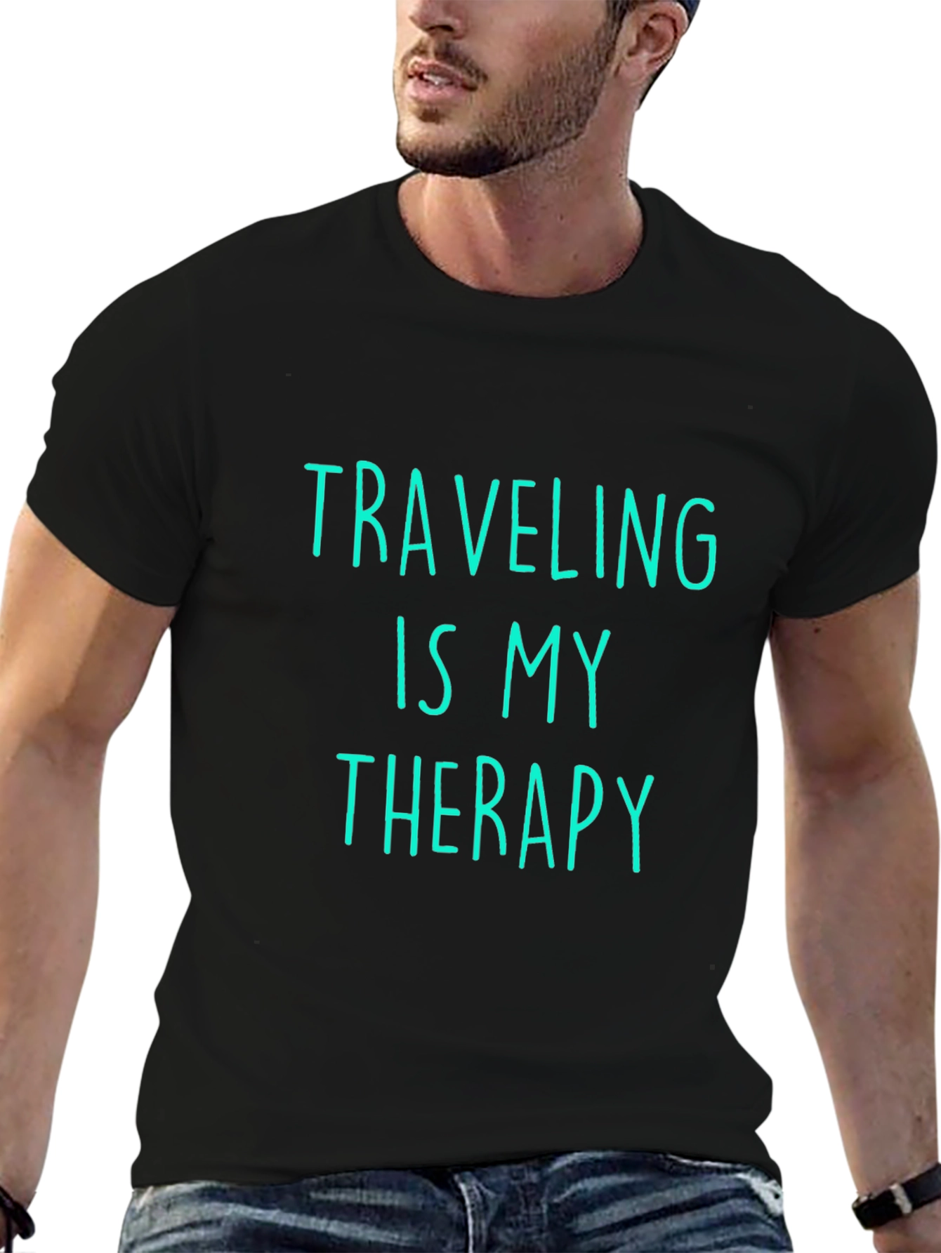 Traveling is My Therapy Black T-Shirt