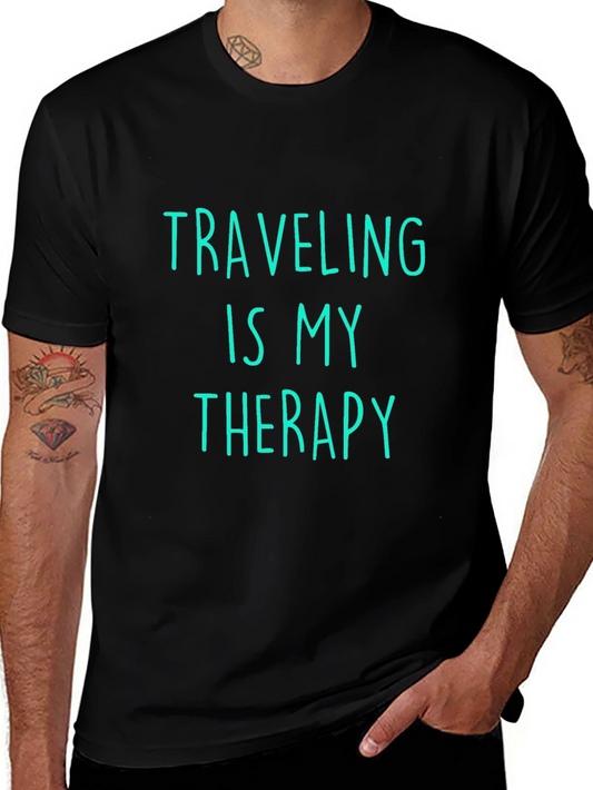 Traveling is My Therapy Black T-Shirt