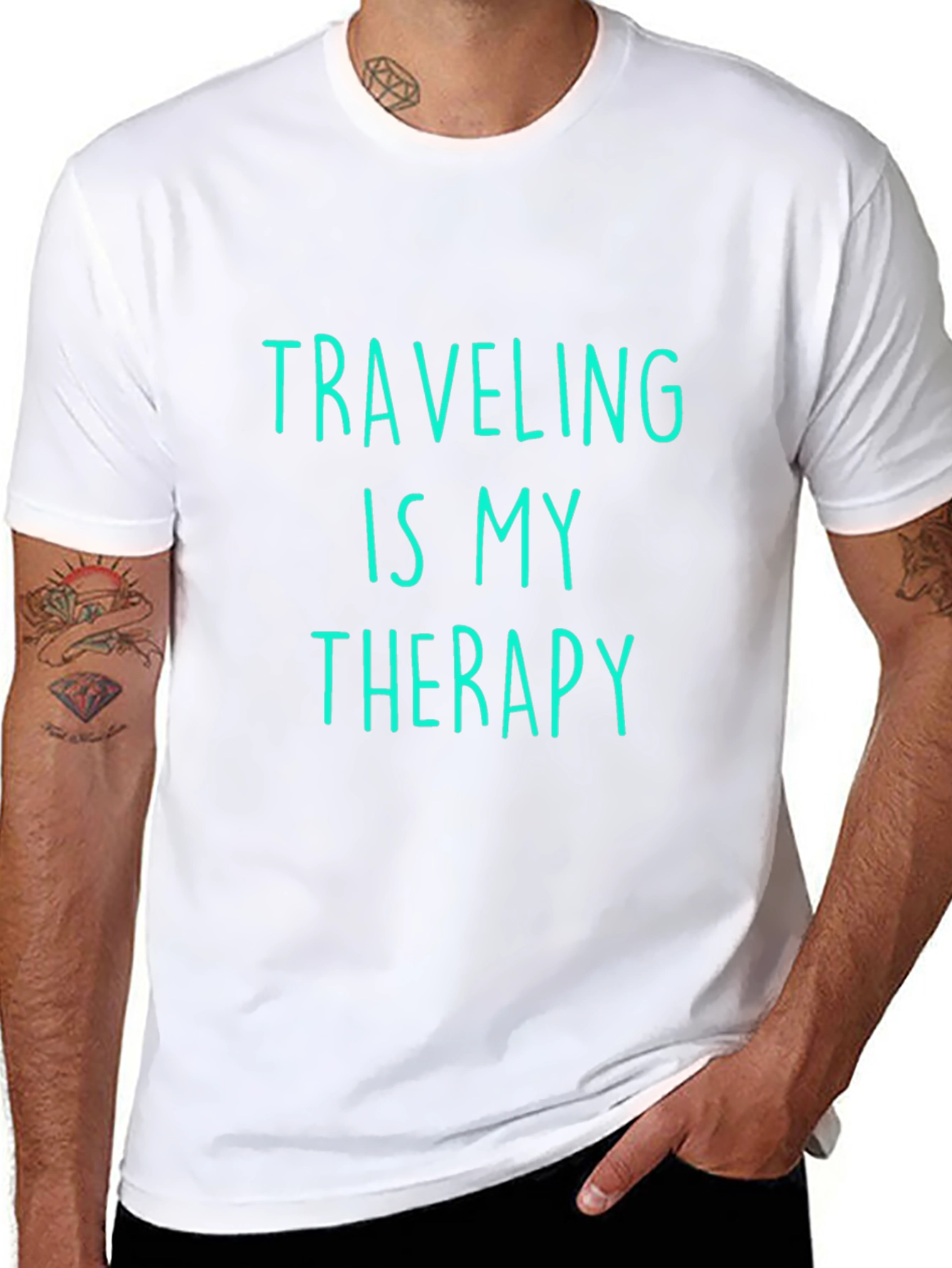 Traveling is My Therapy Black T-Shirt