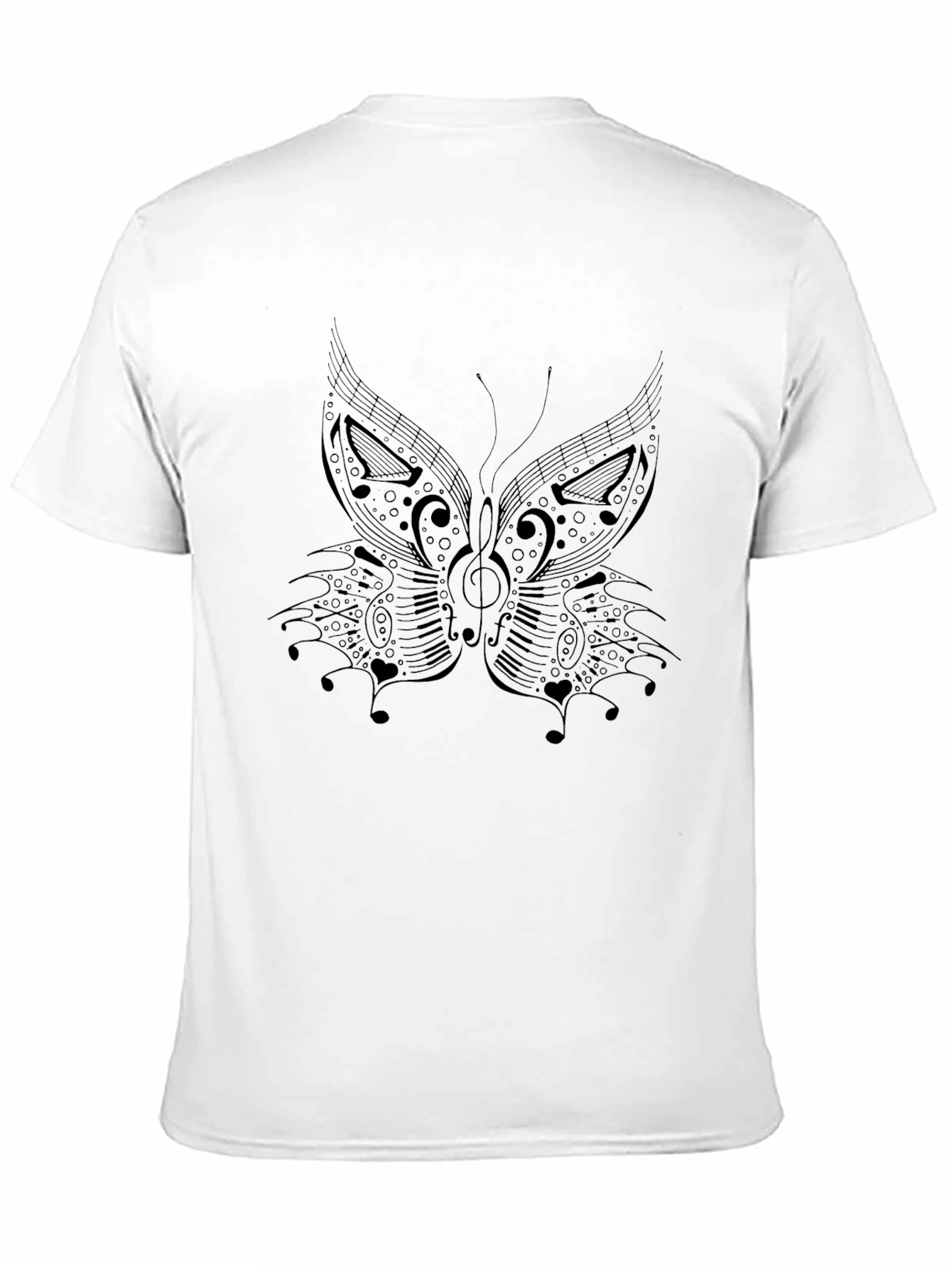Musical Butterfly Graphic Black T-Shirt