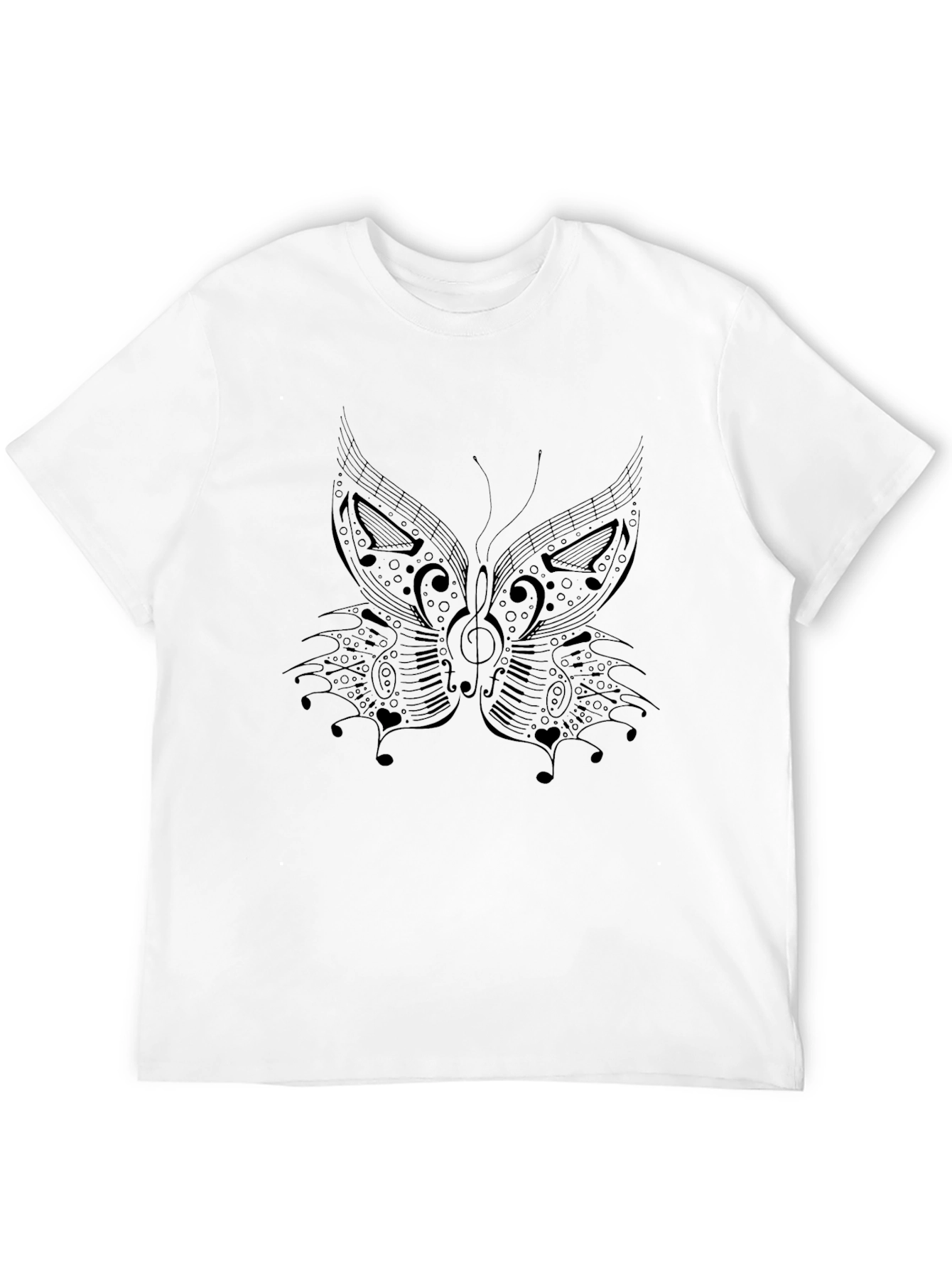 Musical Butterfly Graphic Black T-Shirt