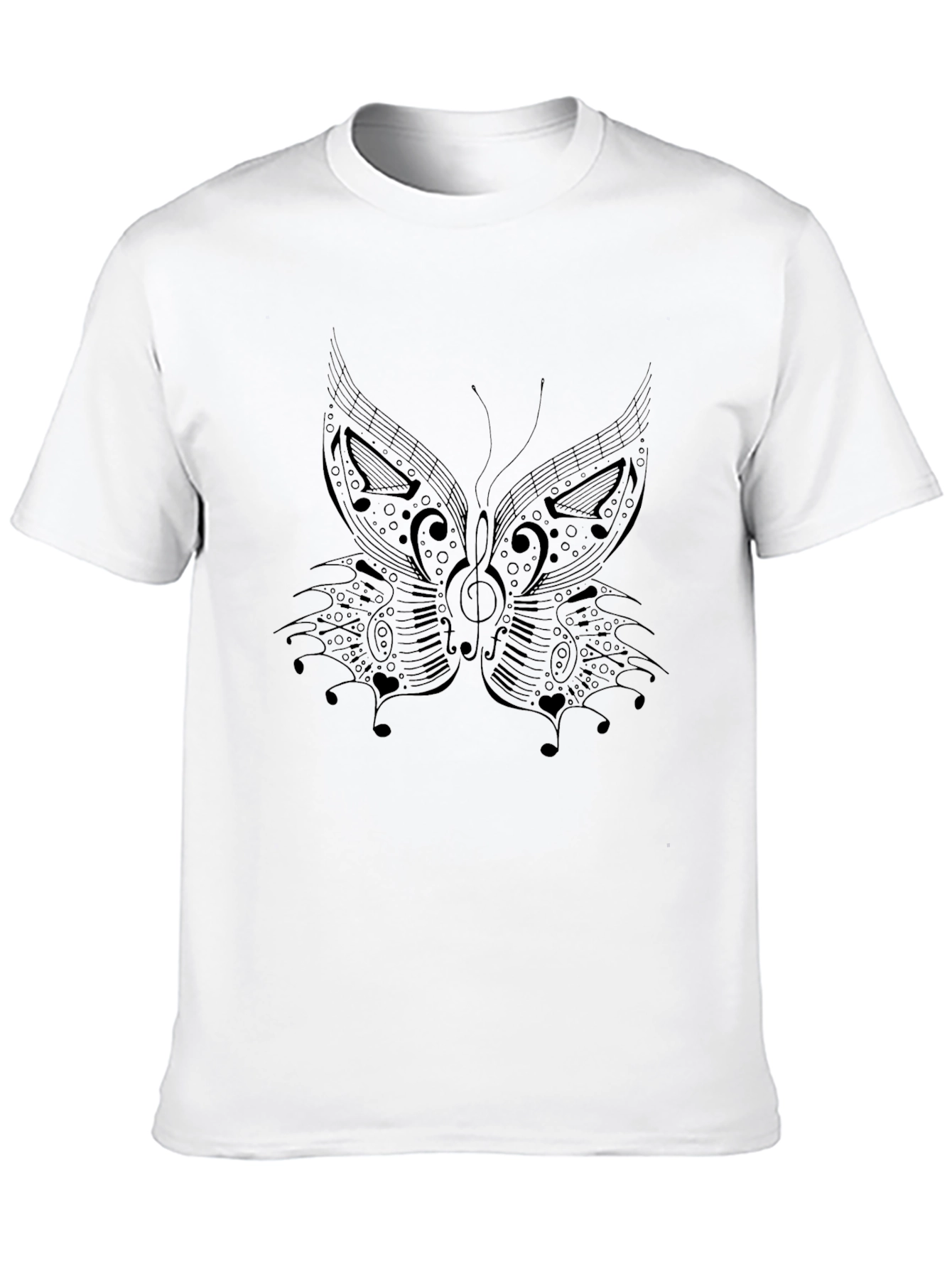 Musical Butterfly Graphic Black T-Shirt