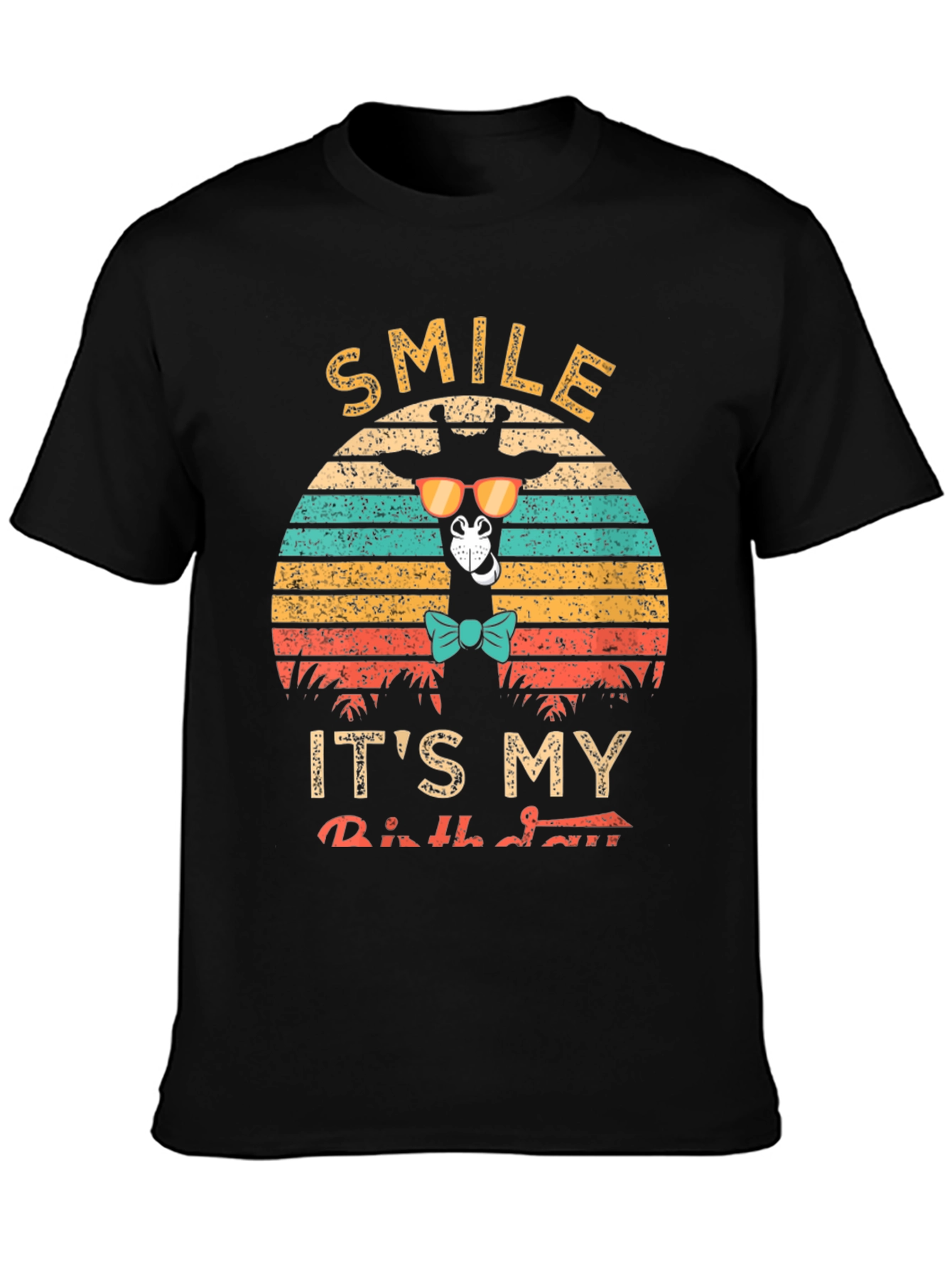 Smile Its My Birthday Giraffe Retro T-Shirt