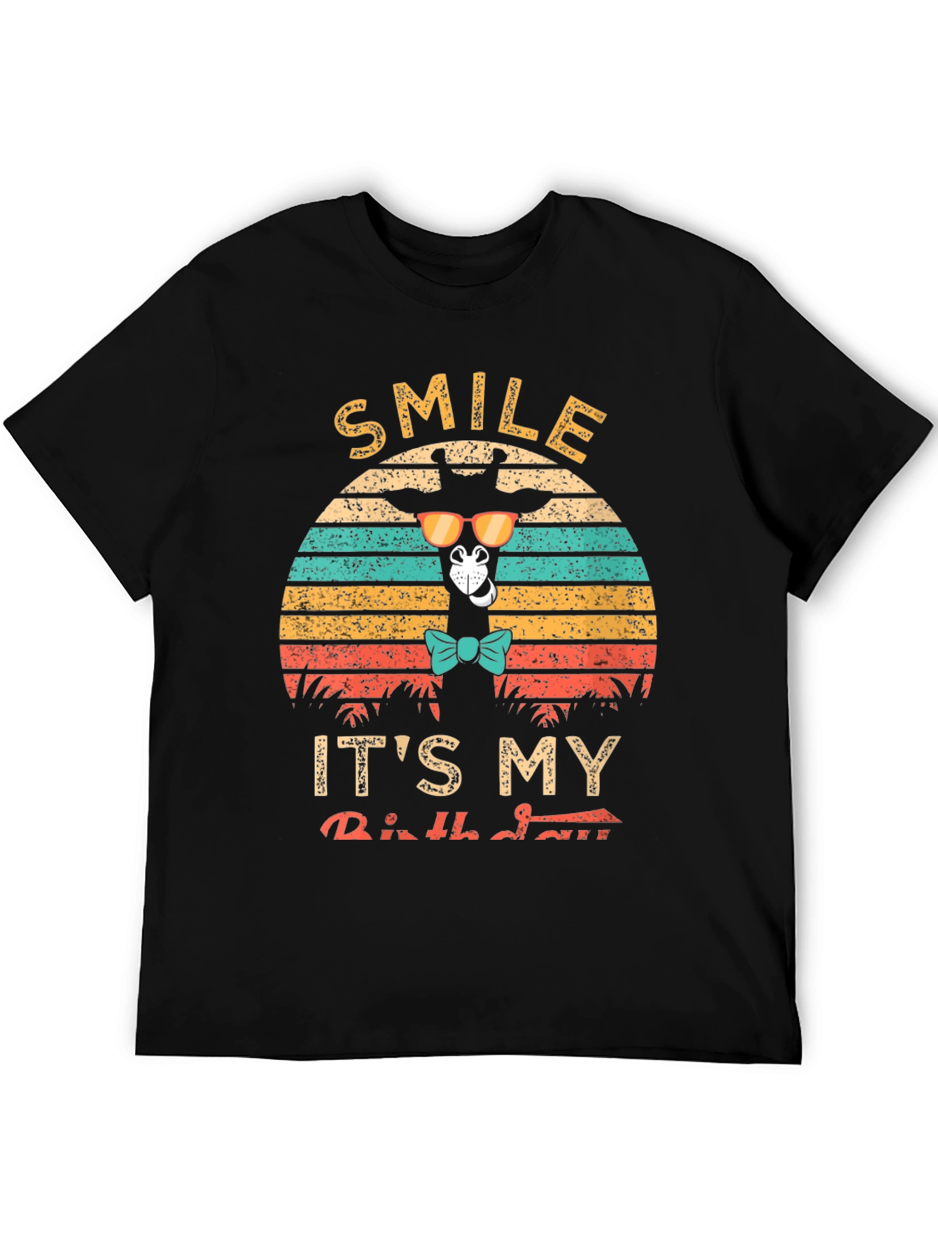 Smile Its My Birthday Giraffe Retro T-Shirt