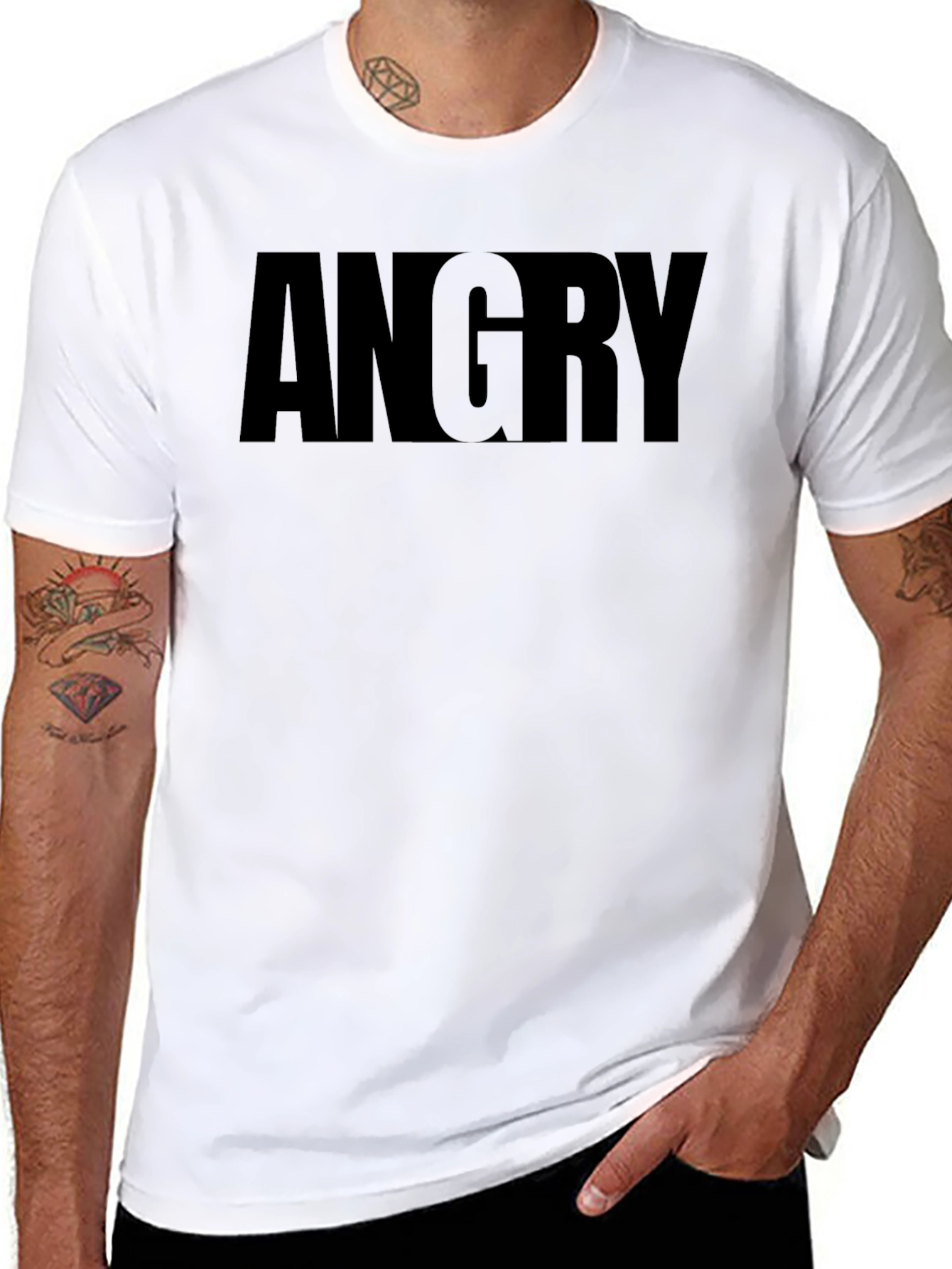 Angry Graphic Tee - Black Cotton T-Shirt