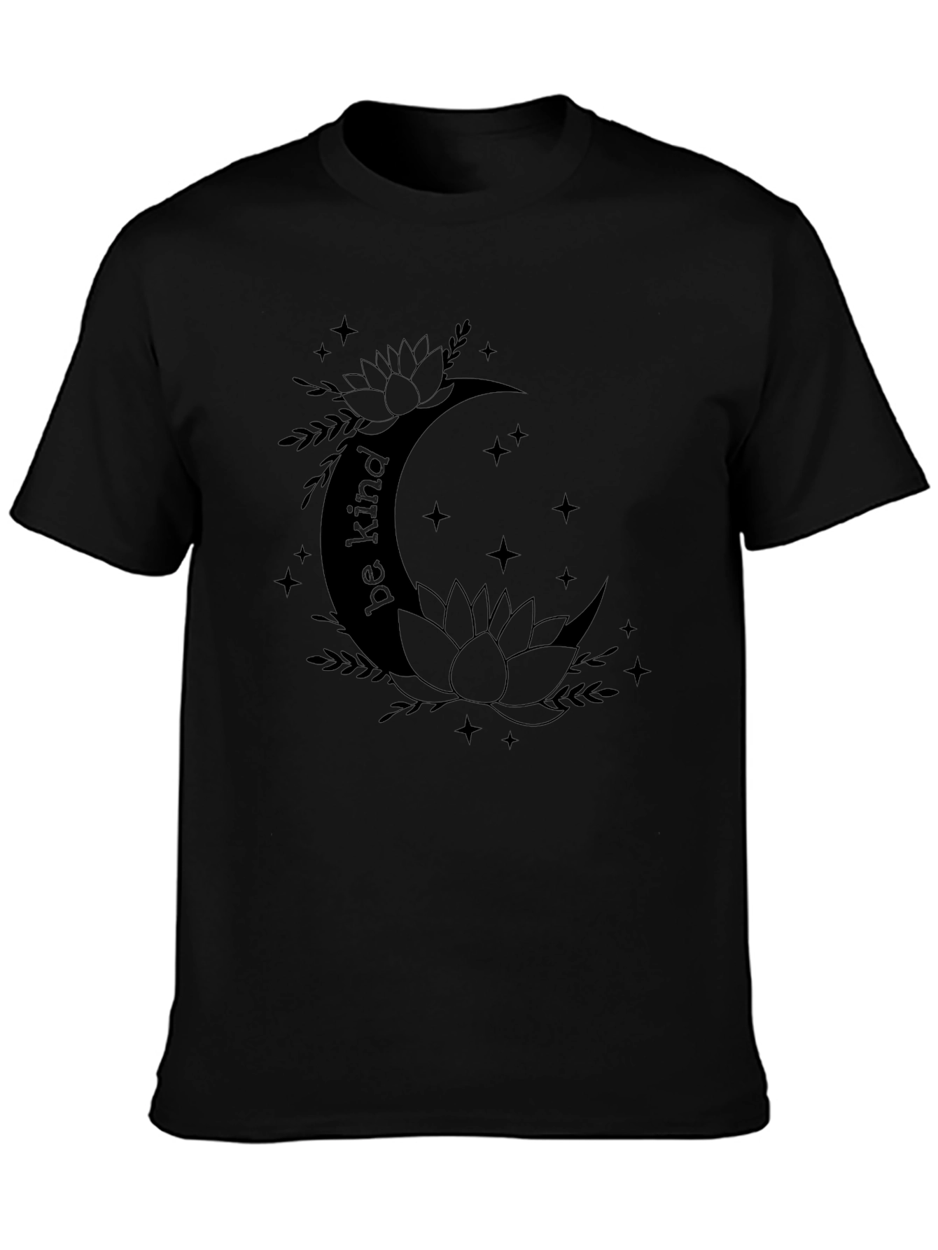 Be Kind Moon & Lotus Graphic Tee - Black
