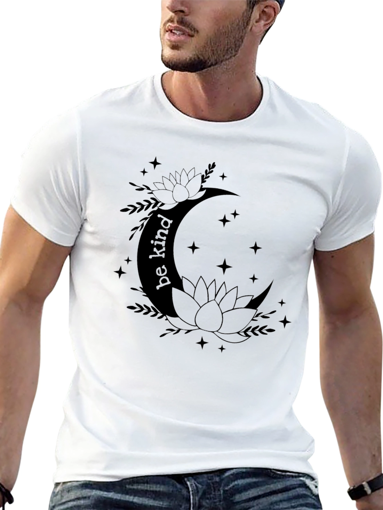 Be Kind Moon & Lotus Graphic Tee - Black