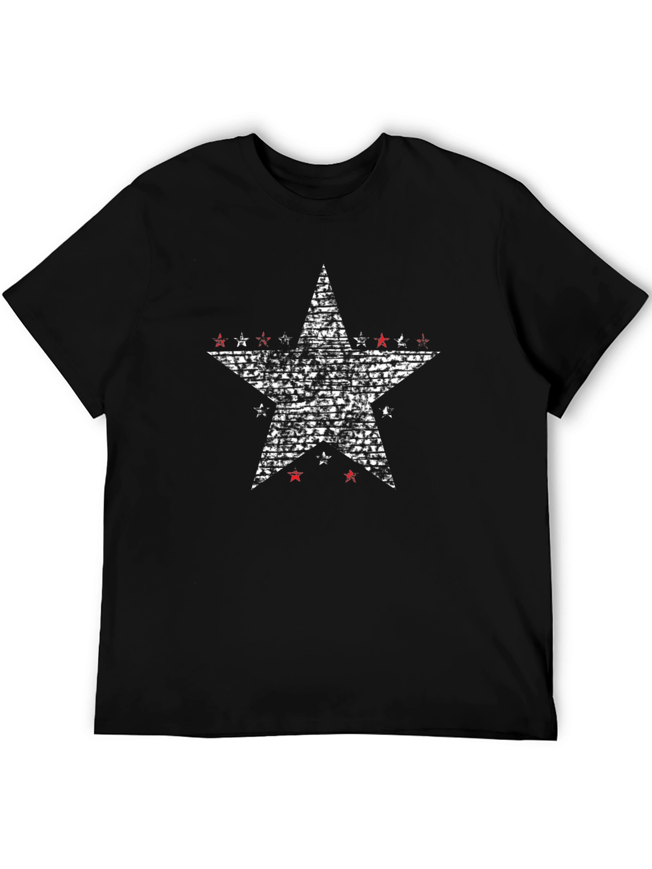 Distressed Star Graphic Tee - Black Cotton Blend