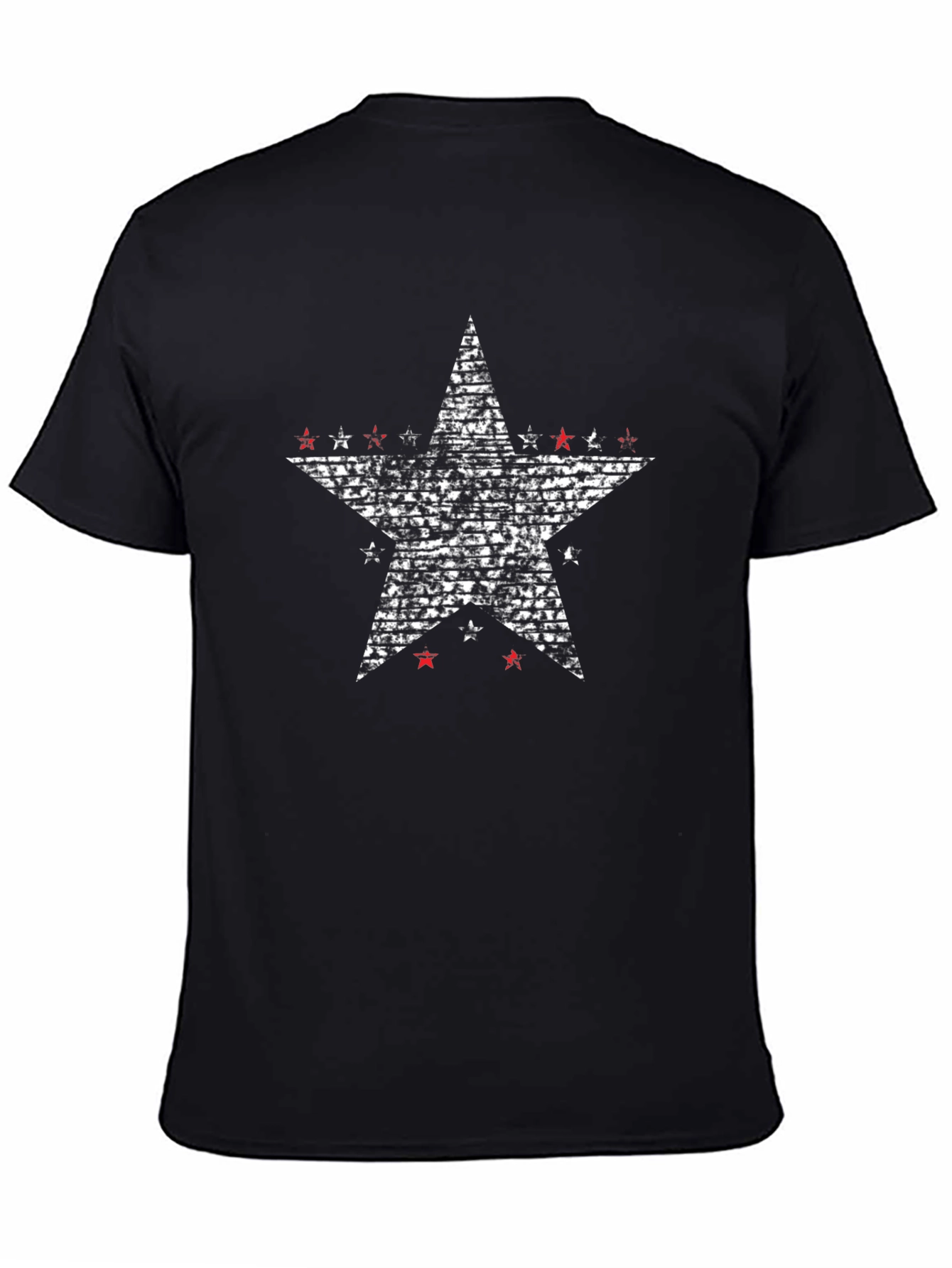 Distressed Star Graphic Tee - Black Cotton Blend