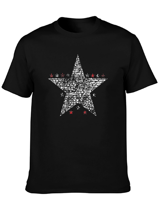 Distressed Star Graphic Tee - Black Cotton Blend