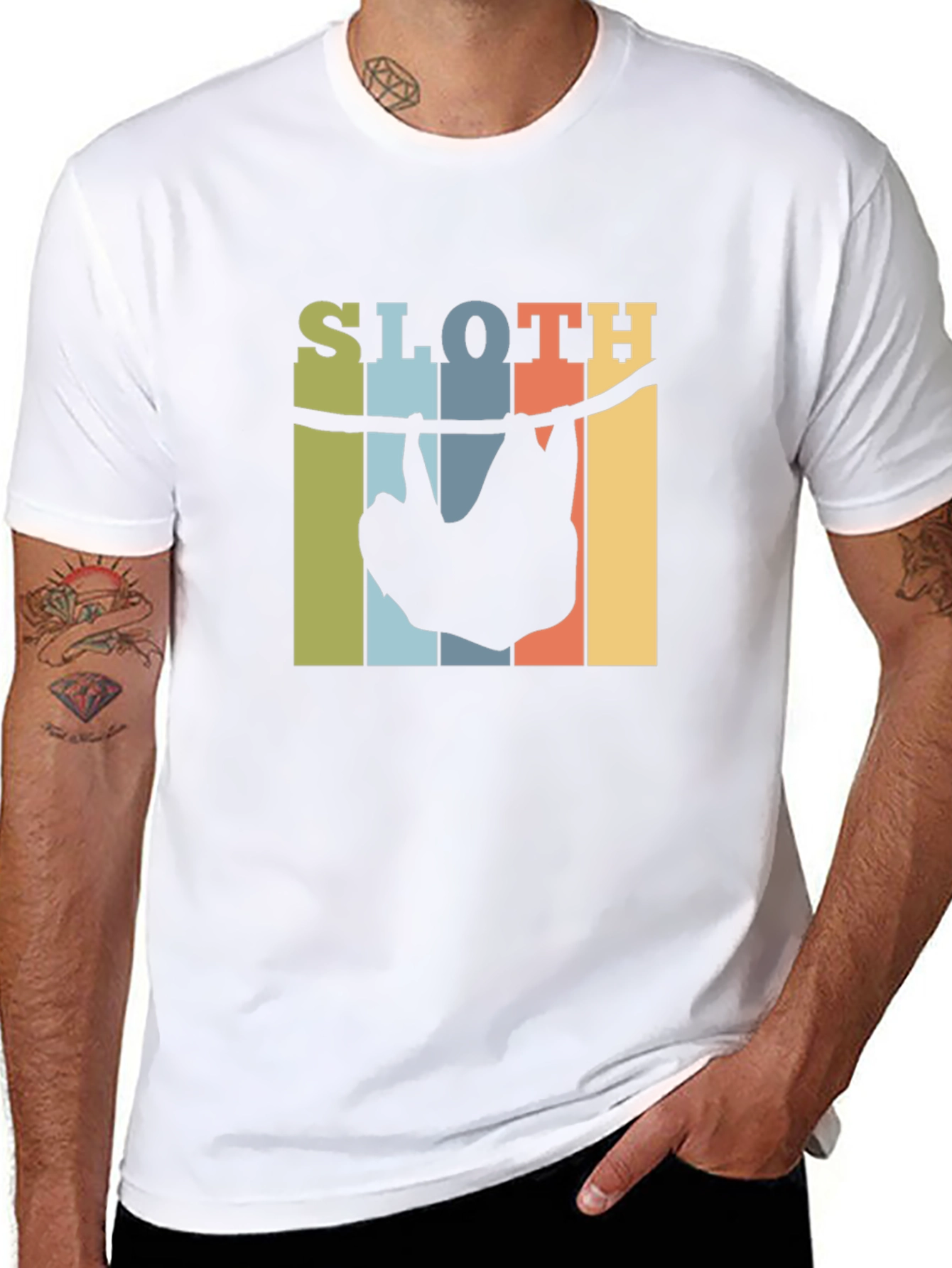 Retro Sloth Hanging T-Shirt - Comfy Cotton Tee