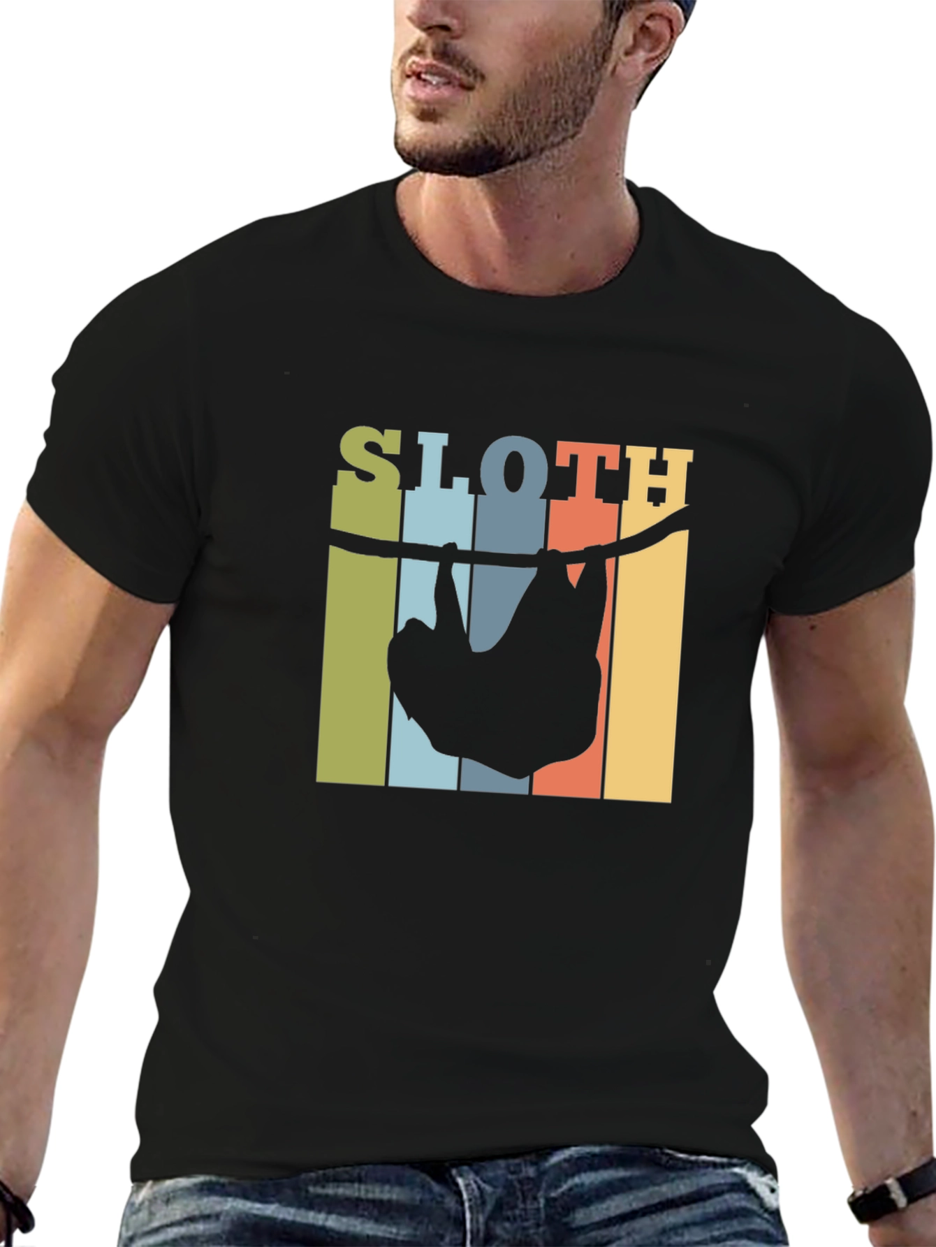 Retro Sloth Hanging T-Shirt - Comfy Cotton Tee