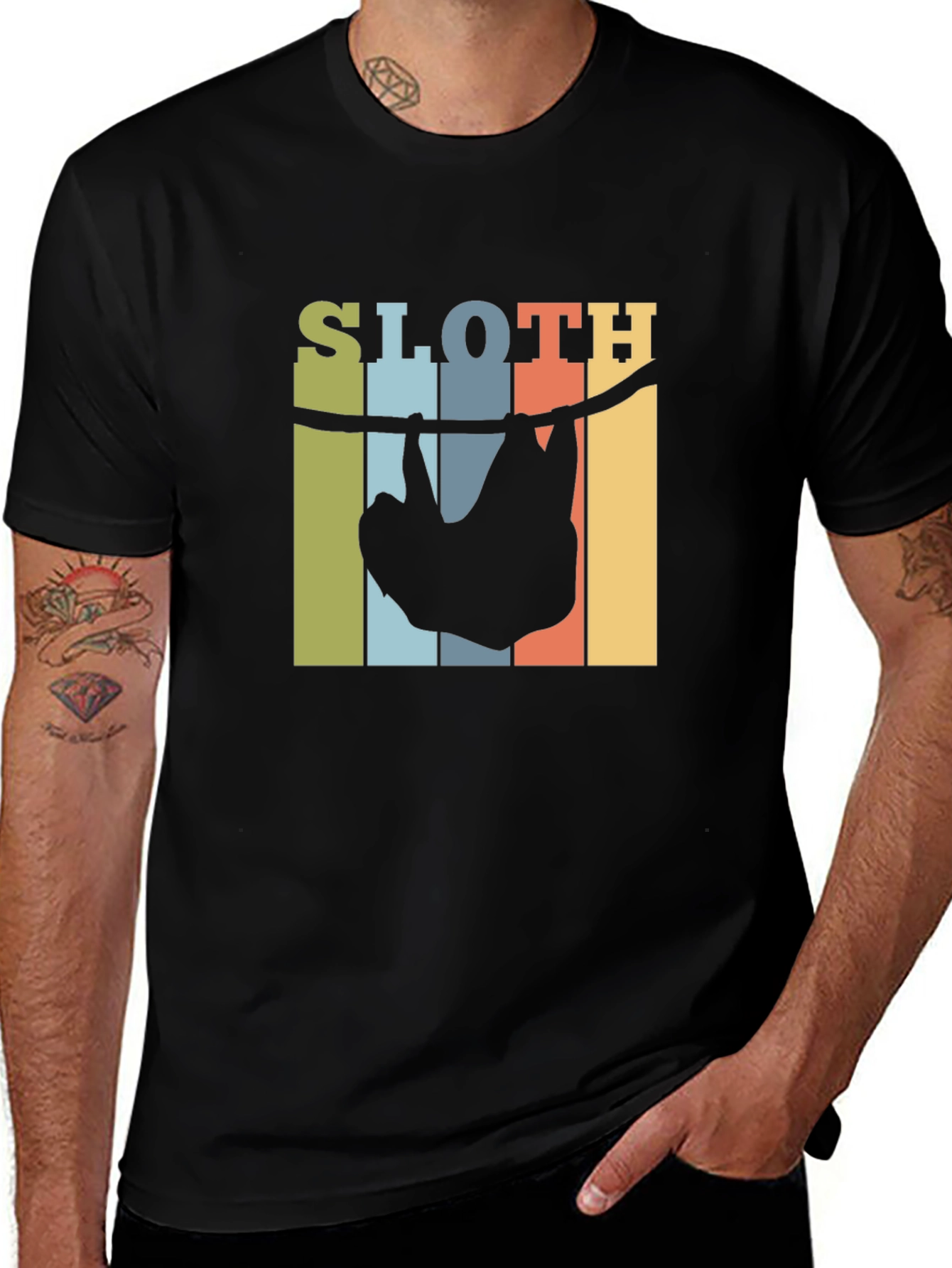 Retro Sloth Hanging T-Shirt - Comfy Cotton Tee