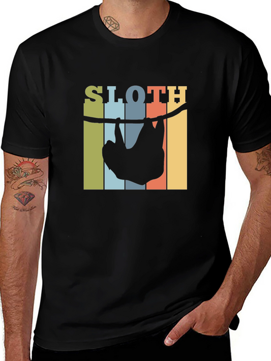 Retro Sloth Hanging T-Shirt - Comfy Cotton Tee
