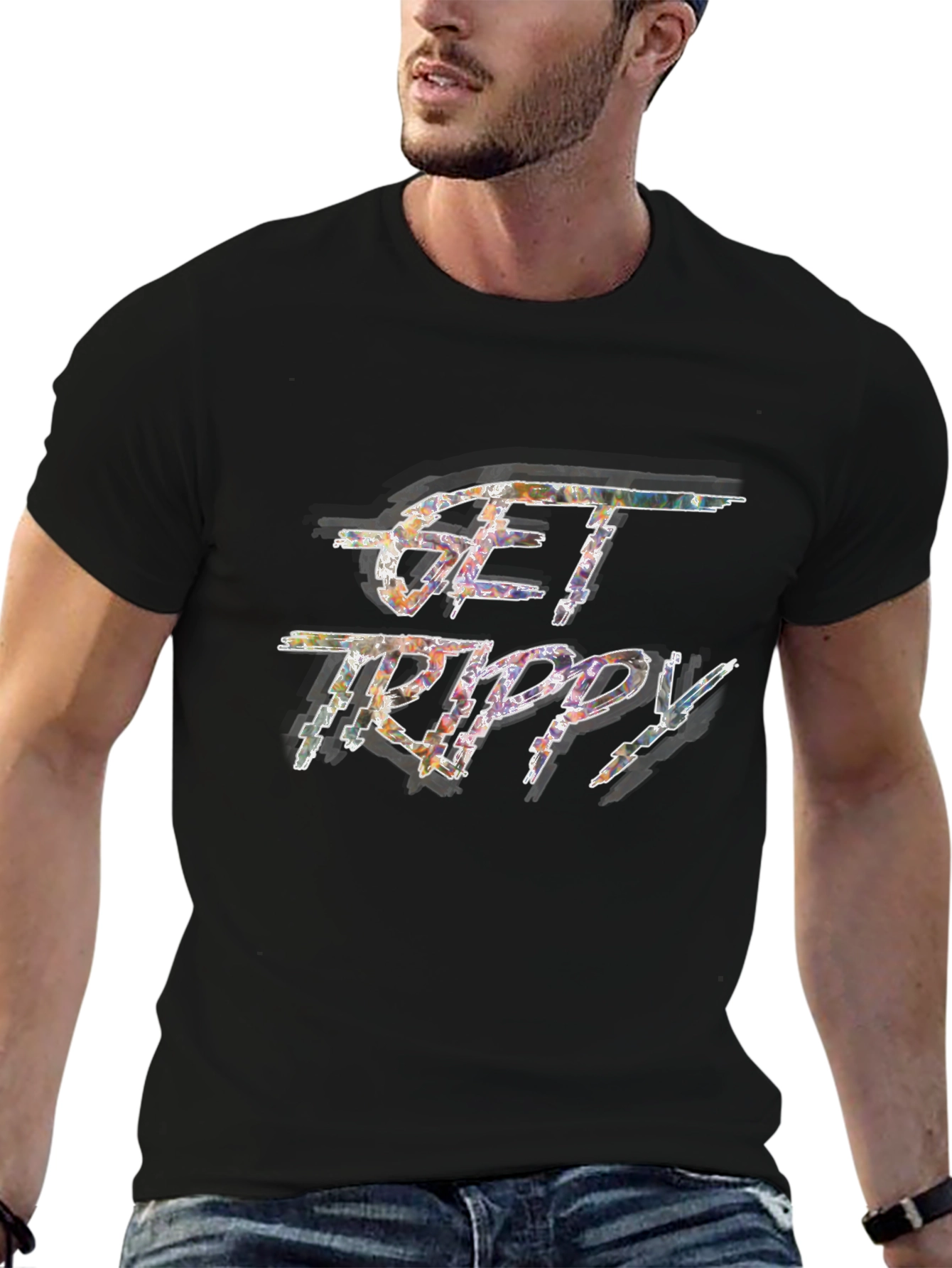 Get Trippy Graphic T-Shirt - Premium Black Tee