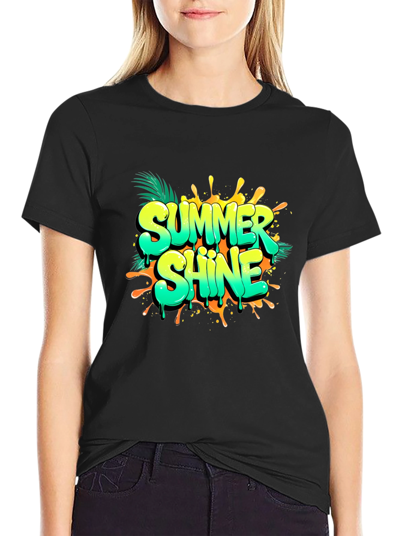 Summer Shine Black Graphic Tee