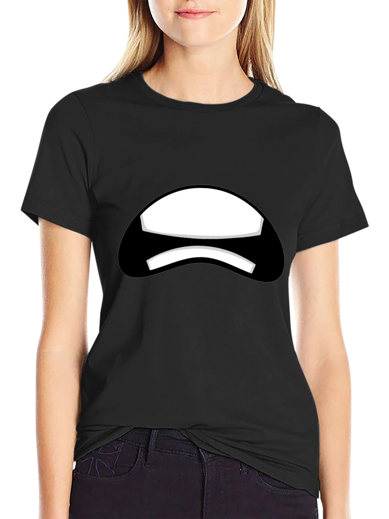 Sad Face Black T-Shirt Graphic Tee