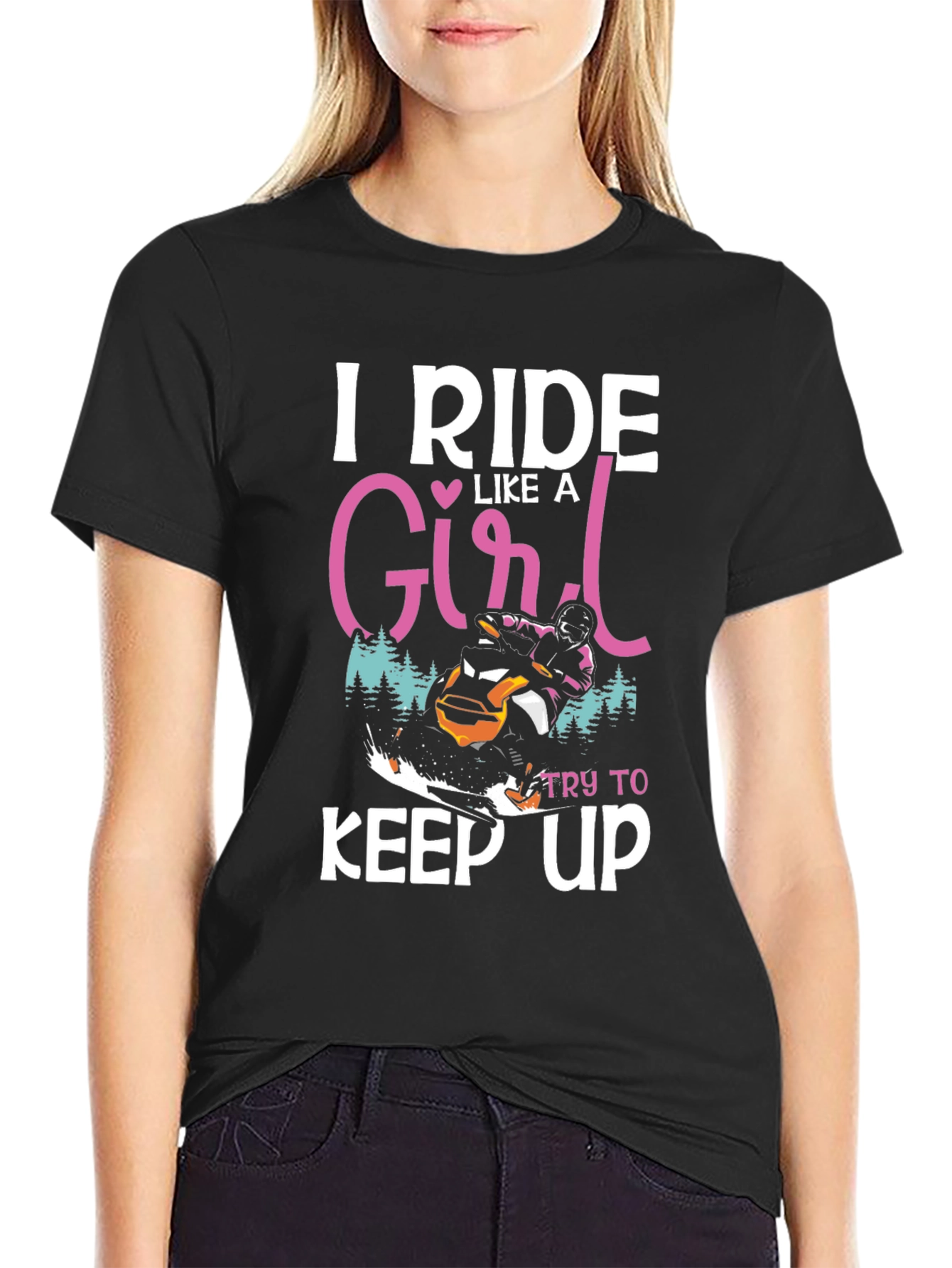 I Ride Like A Girl T-Shirt Snowmobile