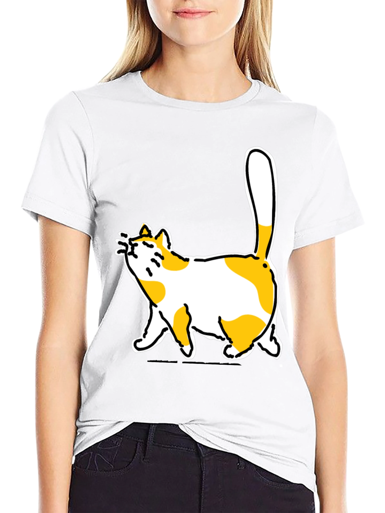 Funny Cat Graphic Black T-Shirt