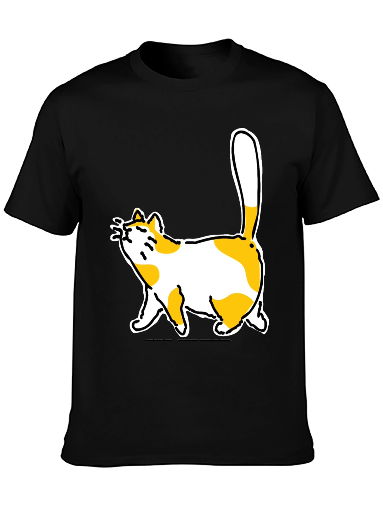 Funny Cat Graphic Black T-Shirt