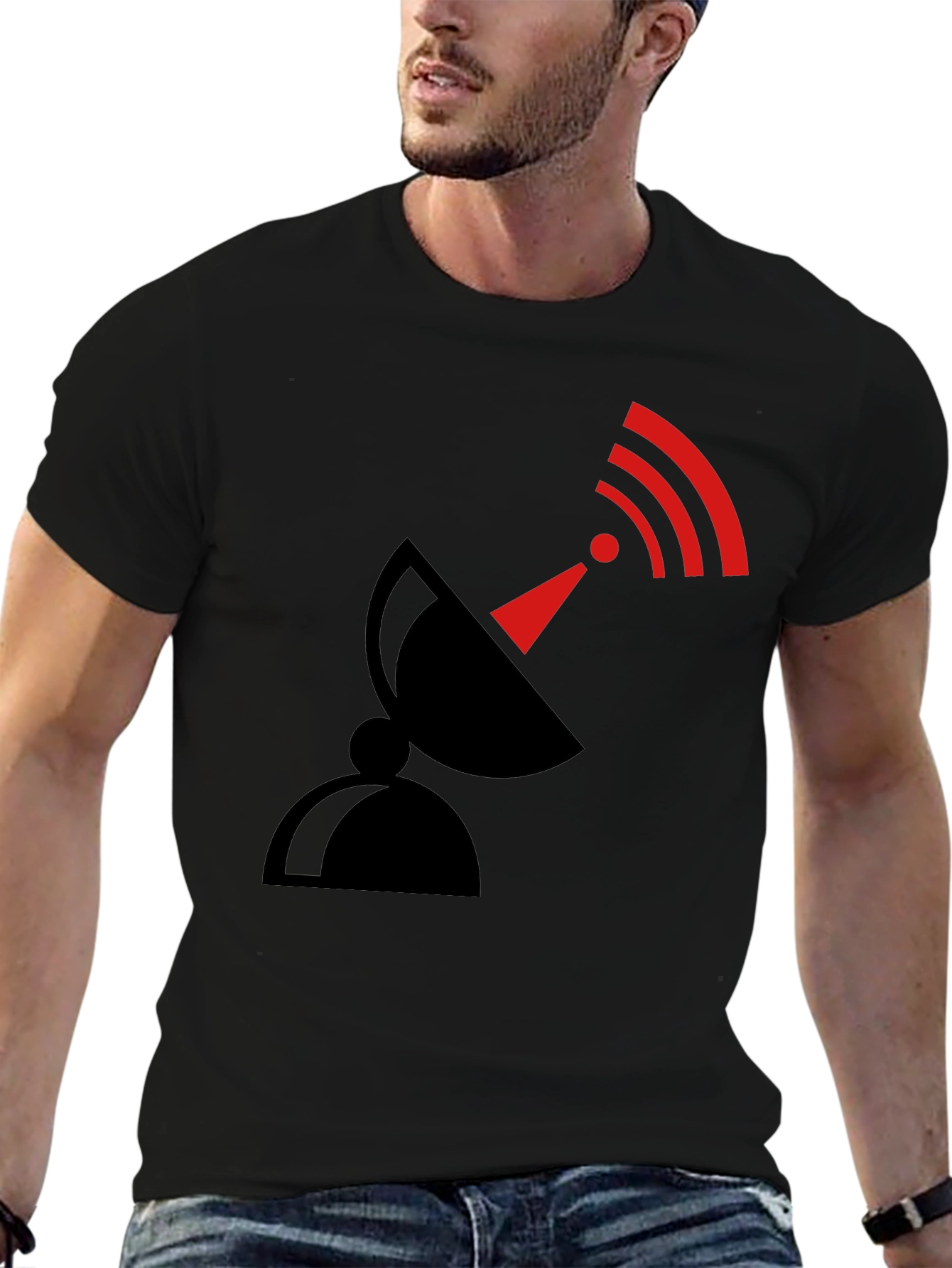 Satellite Dish Graphic T-Shirt - Black