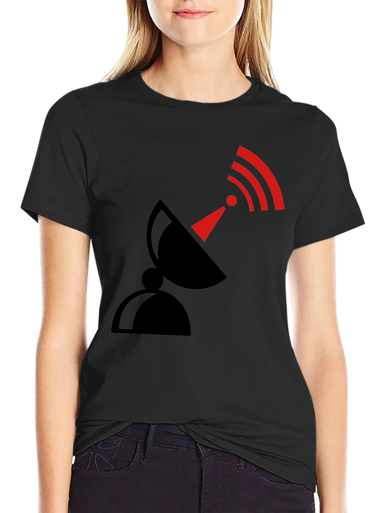 Satellite Dish Graphic T-Shirt - Black